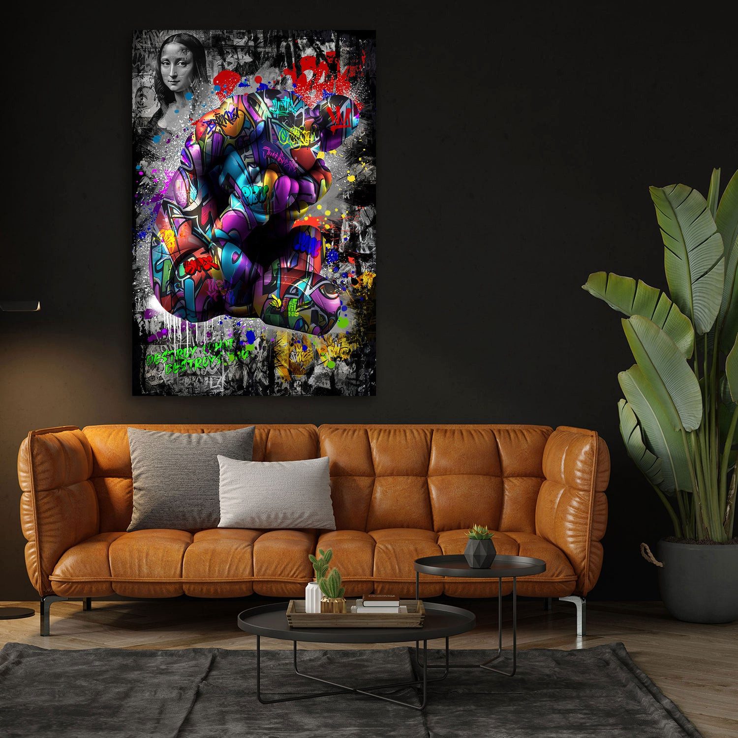 Artedinoi Leinwandbild Muskelfigur Graffiti Pop Art bunt Leinwandbild Wandbild XXL Deko, Bunte Figur, Graffiti