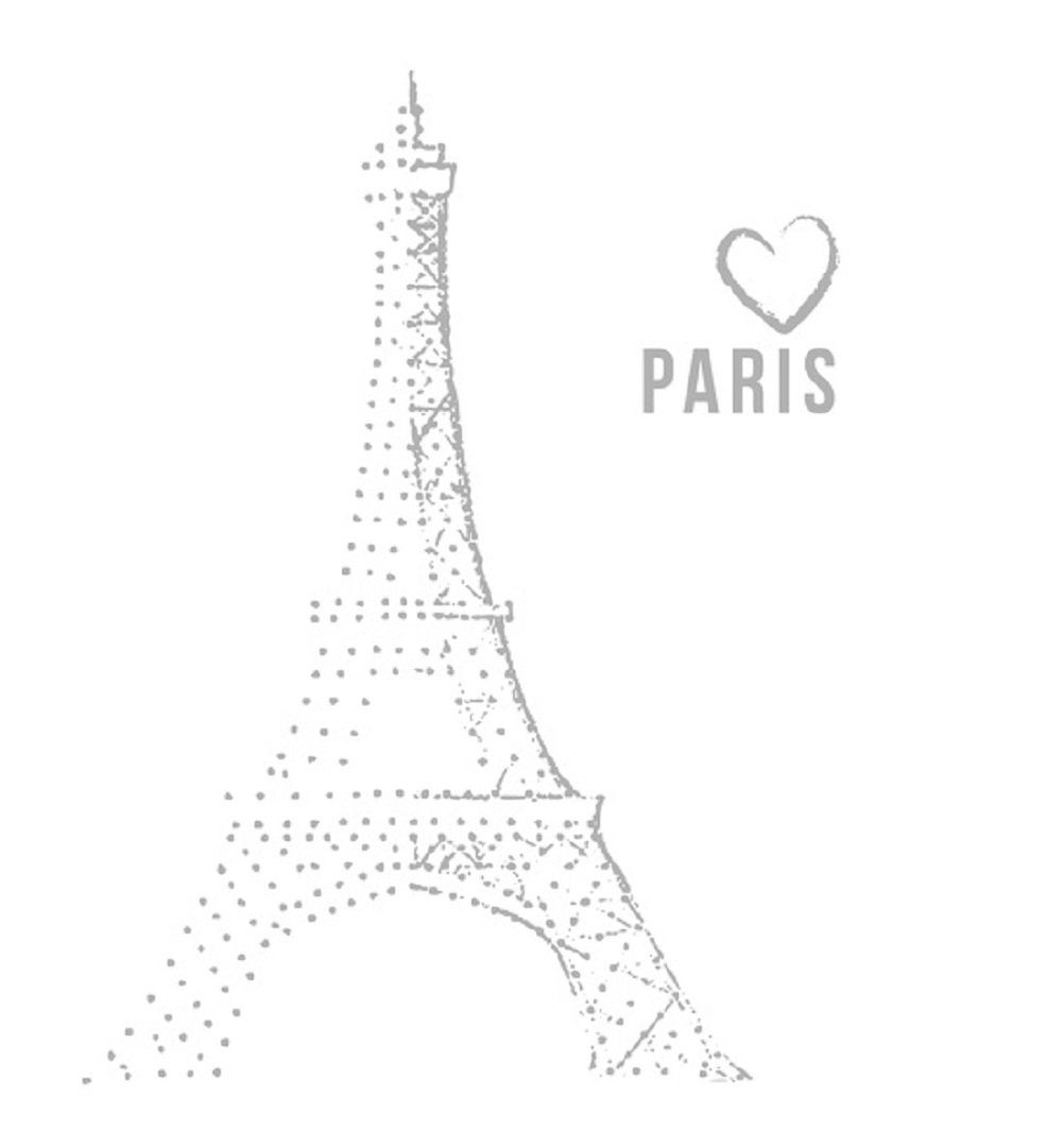 MSV Duschvorhang PARIS MON AMOUR Breite 180 cm, Anti-Schimmel Textil-Duschvorhang, Polyester, 180x200 cm, waschbar