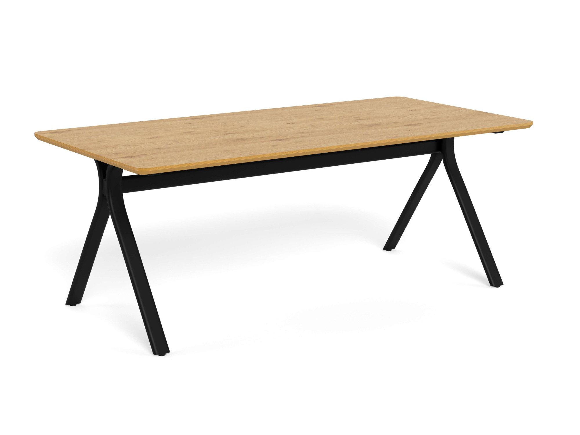 ACTONA GROUP Esstisch Bristol, Speisetisch, Tisch, rechteckig, Tischplatte eichefarbes Melamin, schwarzer Stahlfuß, FSC™