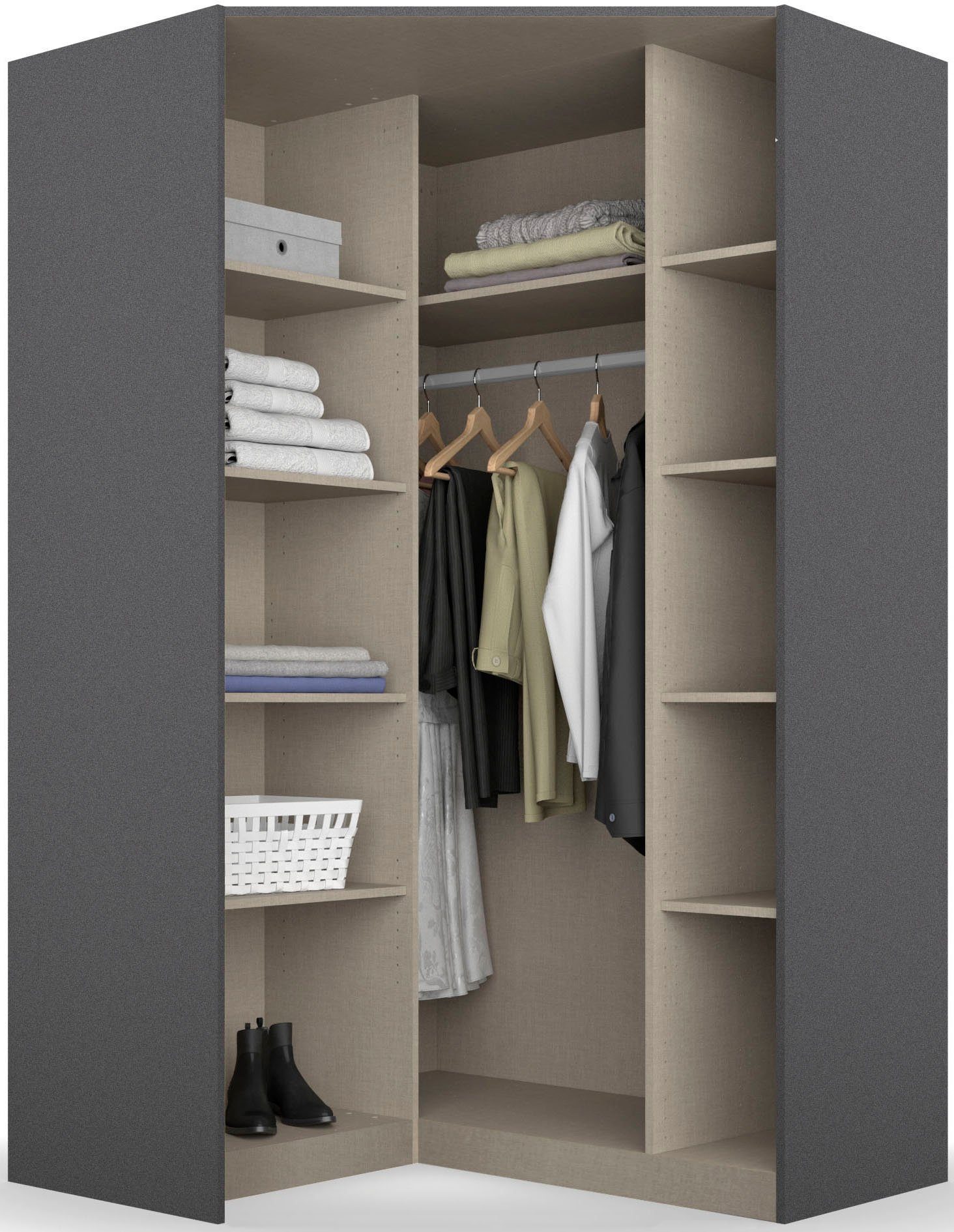 rauch Eckkleiderschrank Bremen mit 8 Einlegeböden