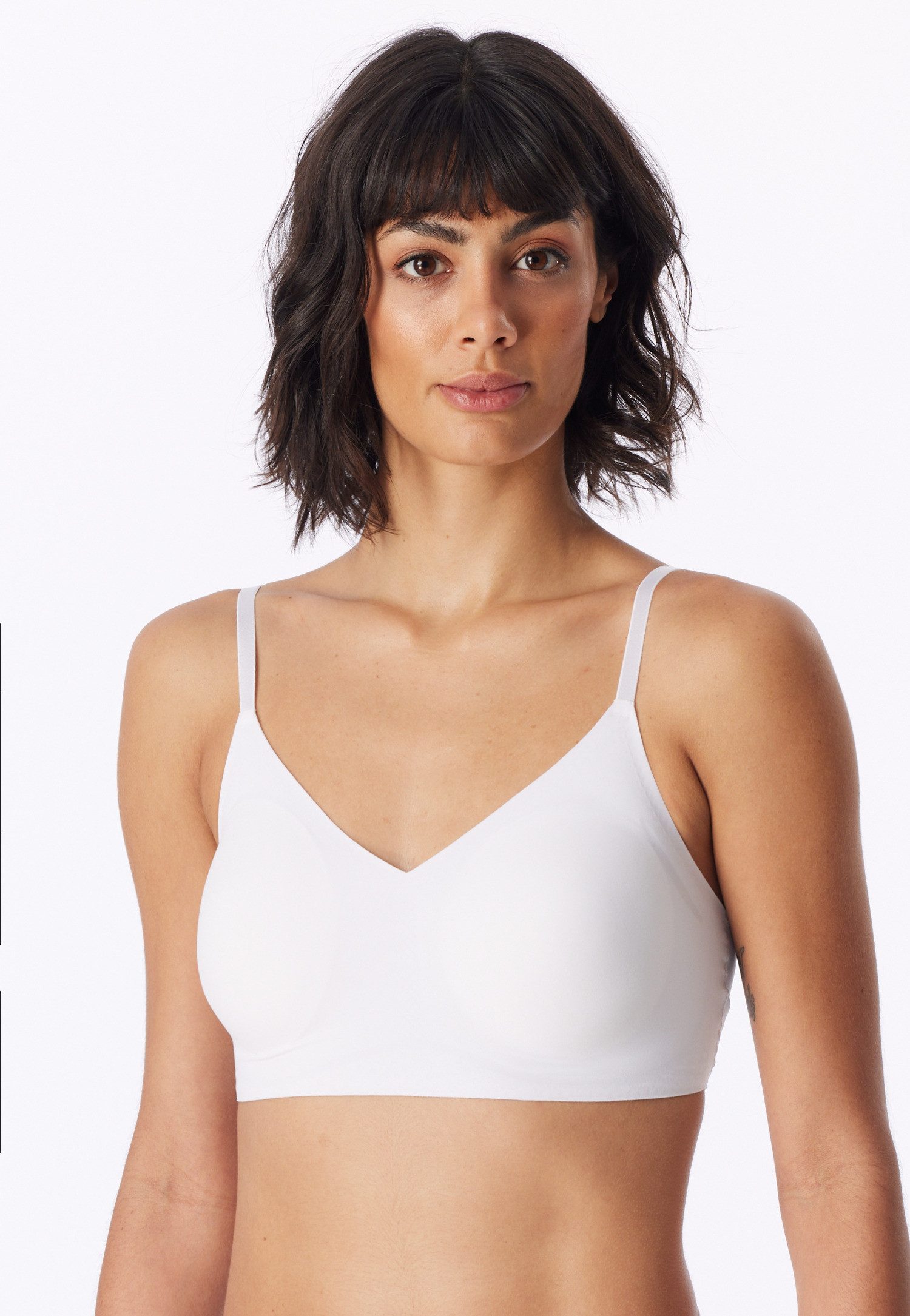 Schiesser Bustier Invisible Soft Mikrofaser, herausnehmbare Pads, V-Ausschnitt, Lasercut-Abschlüsse