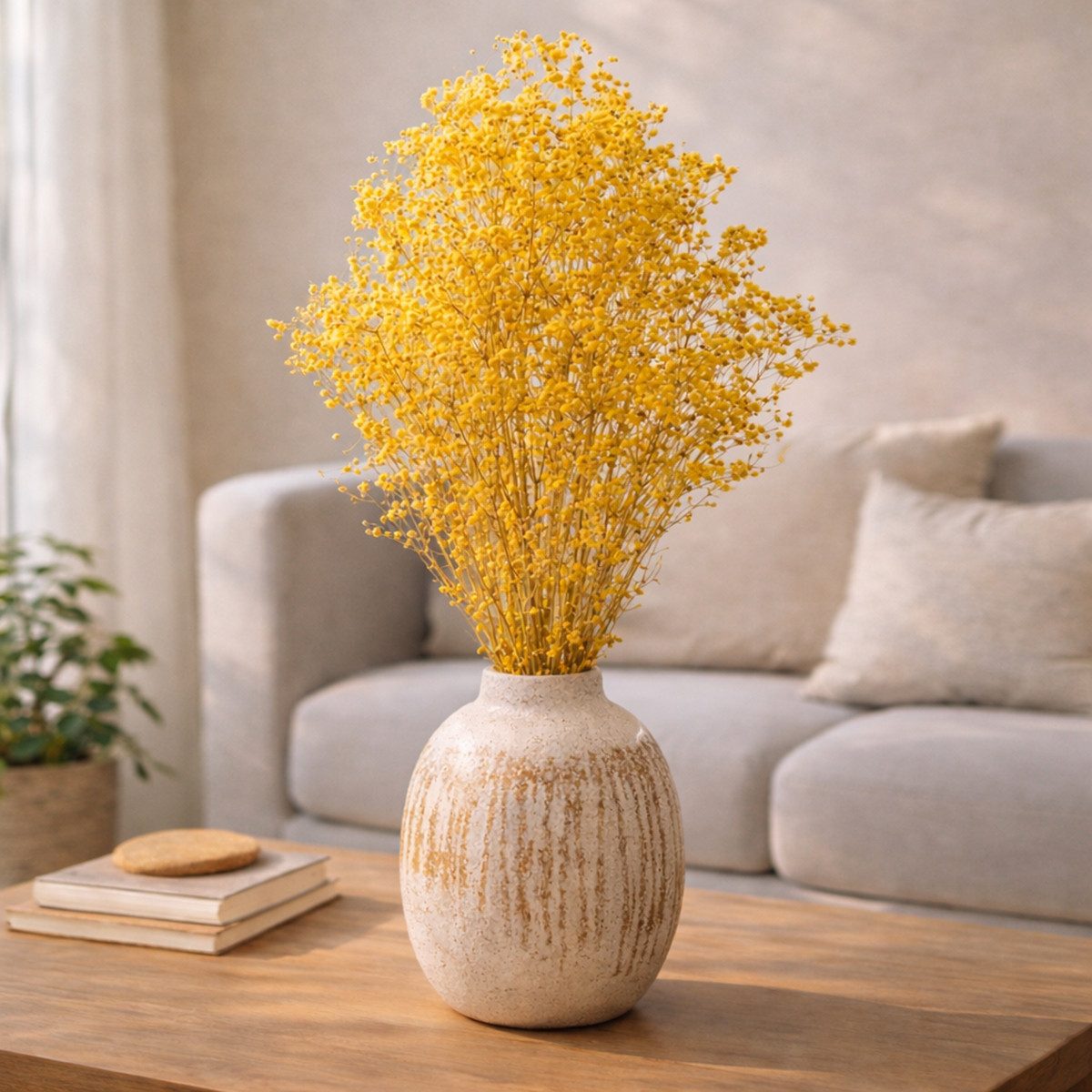 Trockenblume Eleganter Trockenblumenstrauß Schleierkraut für stilvolle, Florists Products, Höhe 70 cm
