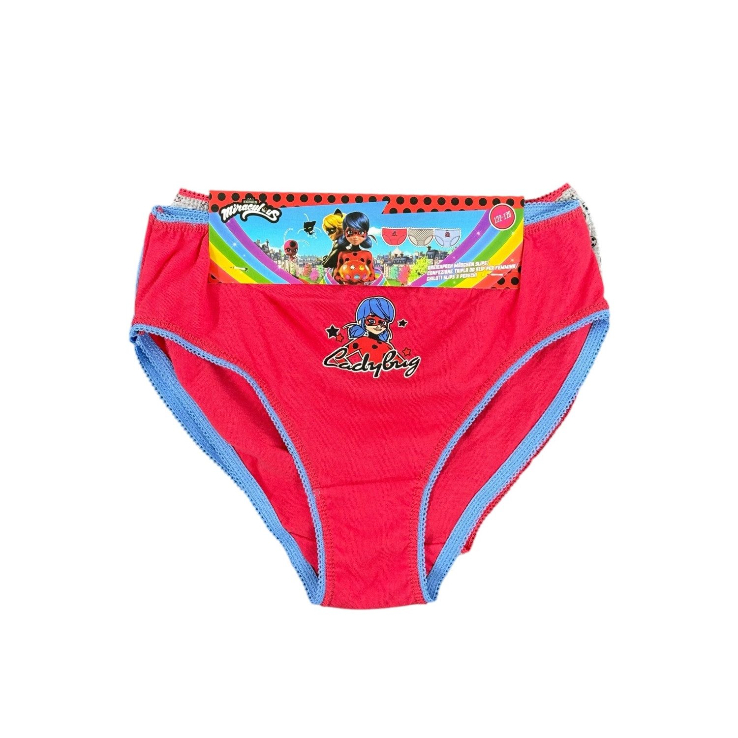 Lady Bug Panty 3er Pack Kinder Unterhose Mädchen Unterwäsche Slips Gr. 122/128 (3er-Pack)