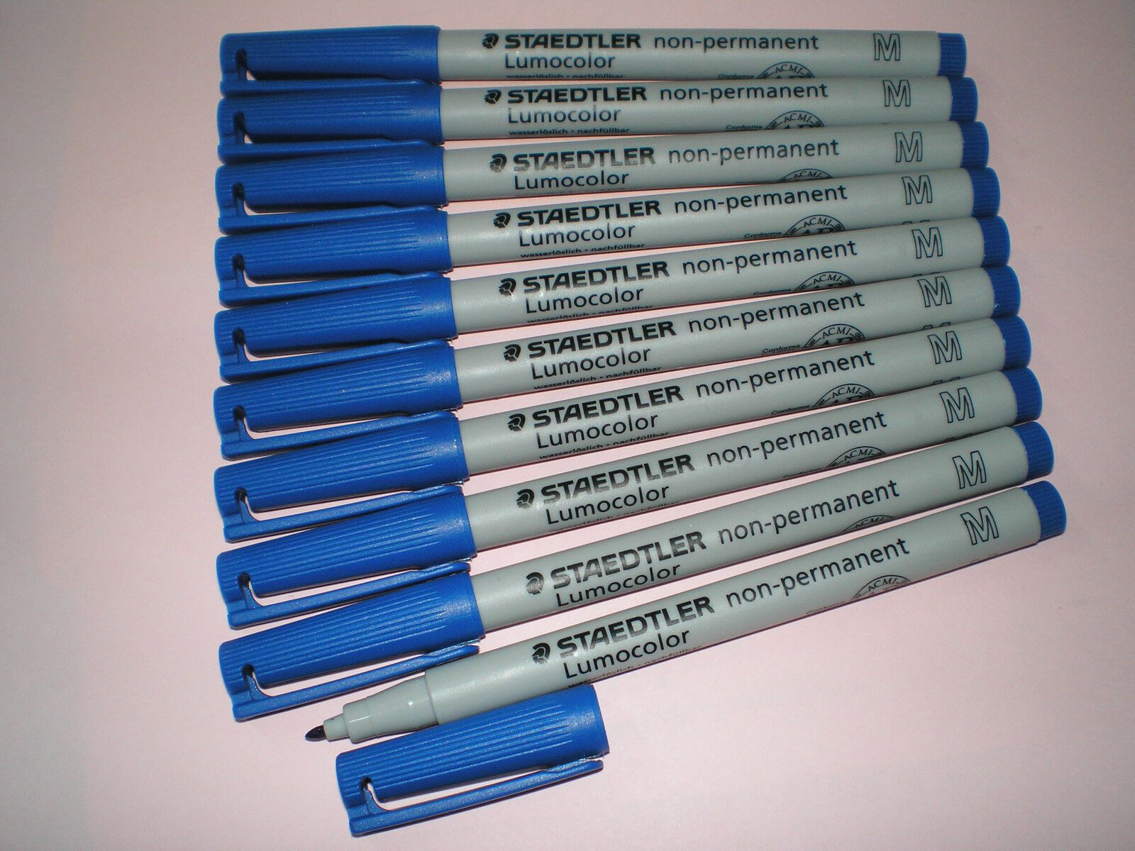 STAEDTLER Folienstift 10x Folienstift Lumocolor M non-permanent 315-3 blau OHP Pen Marker, feucht abwischbar