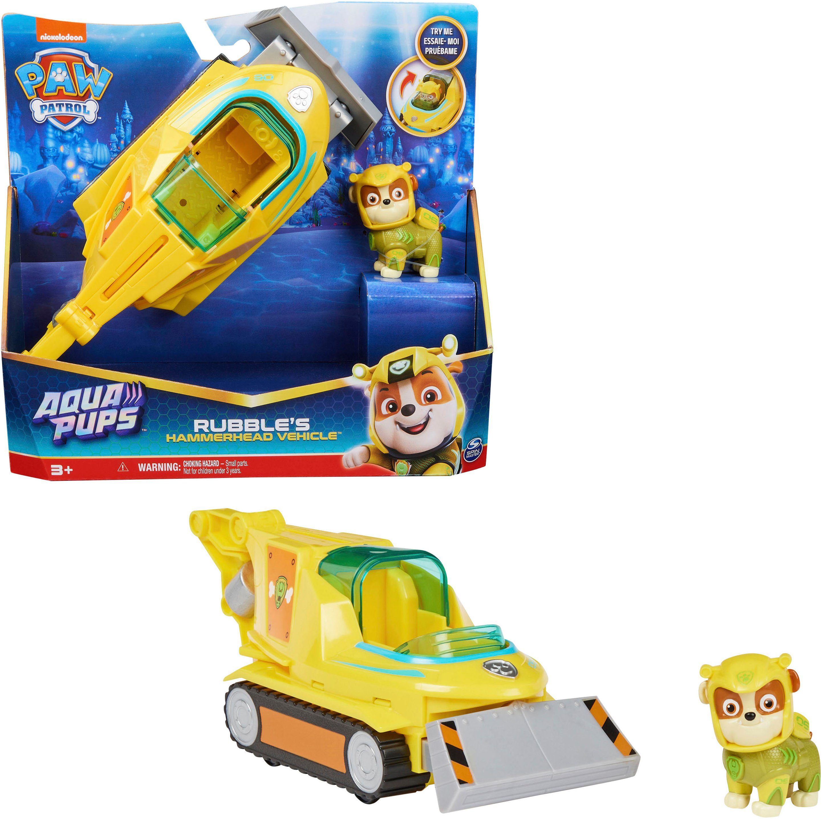 Spin Master Spielzeug-Auto Paw Patrol - Aqua Pups - Basic Themed Vehicles Solid Rubble, mit Funktionen