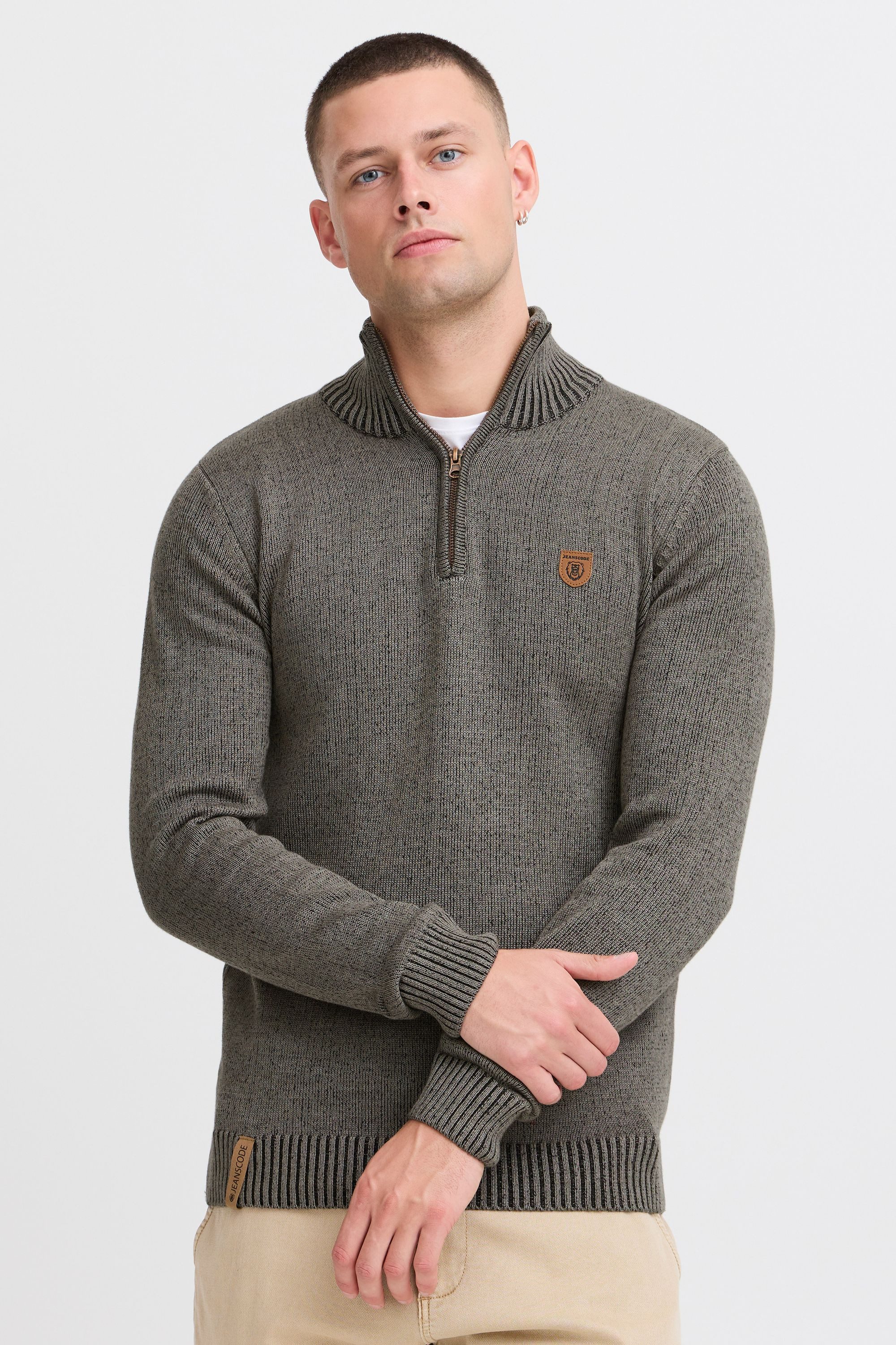 Indicode Troyer IDNathen Strickpulli mit Reißverschluss am Kragen günstig online kaufen