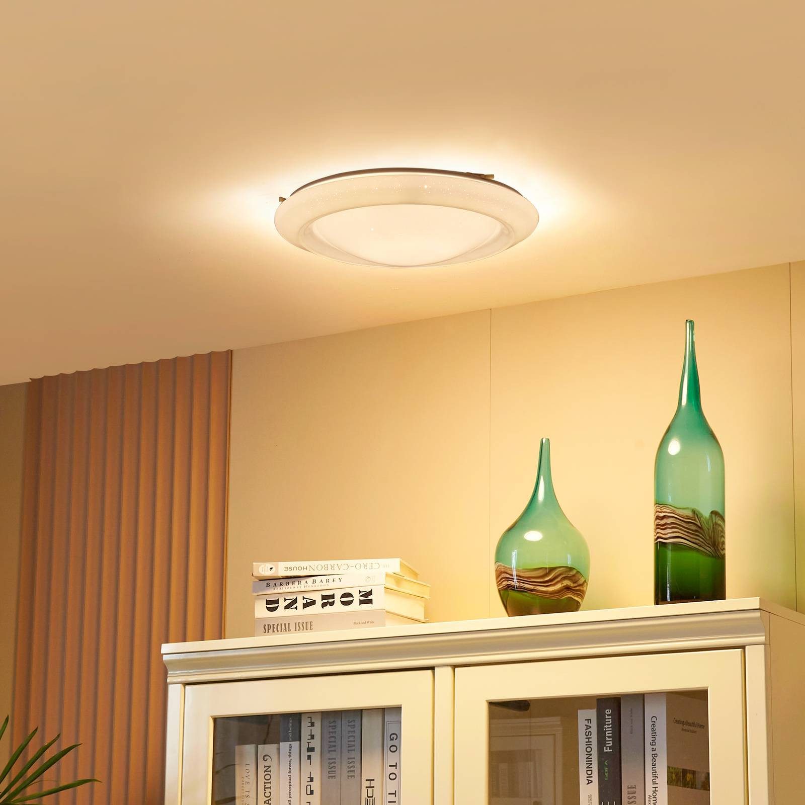 Lindby Deckenleuchten Thejesa, LED, Kunststoff Weiß Farbwechsel RGB + weiß IP20 mit Fernbedienung, LED 18,5 W gesamt, Farbwechsel RGB + weiß