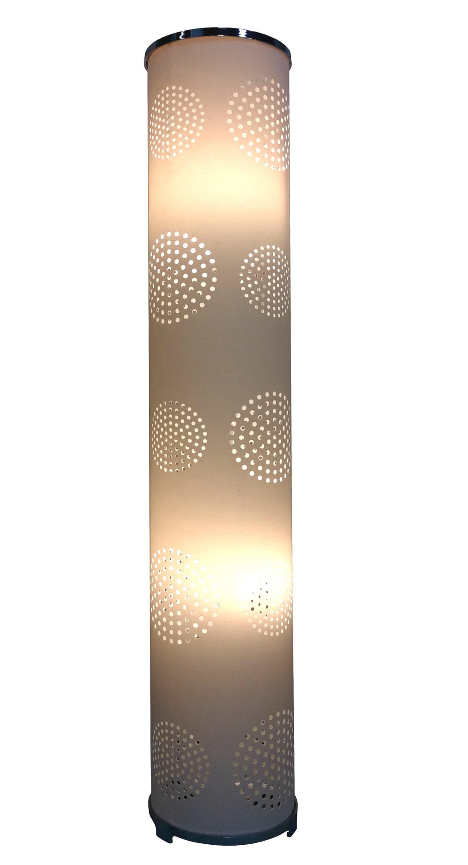 mit inkl. Deko-Stehlampe, 100cm WEISS Stehleuchte LED Wohnzimmer mit Höhe 1245L LED Stehlampe *WAIKIKI* ca. E14 Mond-Dekor, 2x Modern Standleuchte, LED Leuchtmittel in Weiß Design TRANGO Stehlampe, Lampe, Stoffschirm