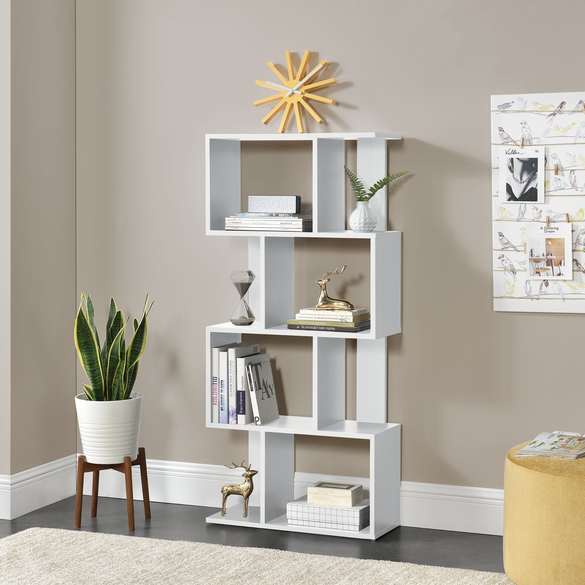 en.casa Bücherregal, »Brattahlid« Medienregal Walnuss günstig online kaufen