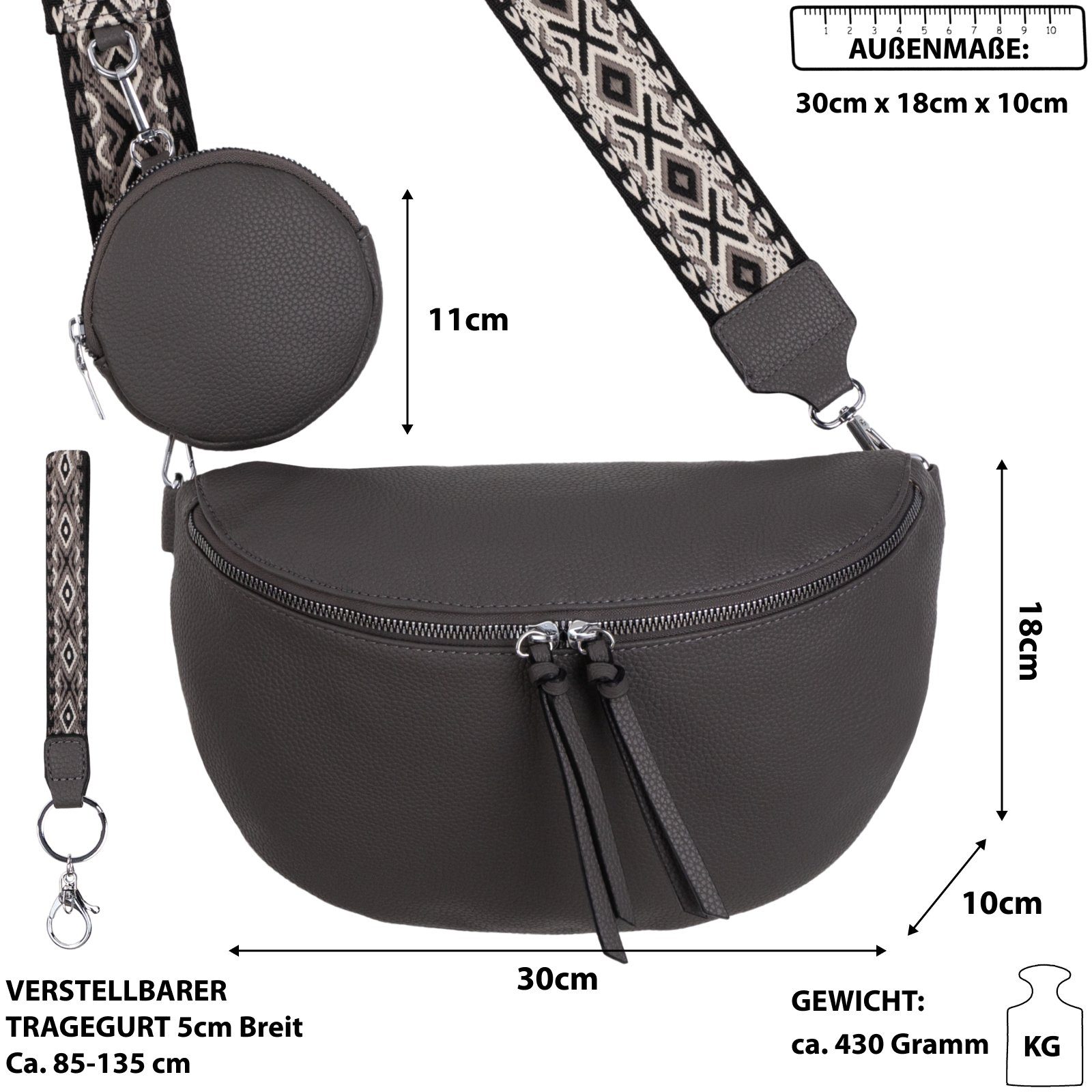 EAAKIE Gürteltasche Bauchtasche Umhängetasche Crossbody-Bag Kunstleder Ital günstig online kaufen