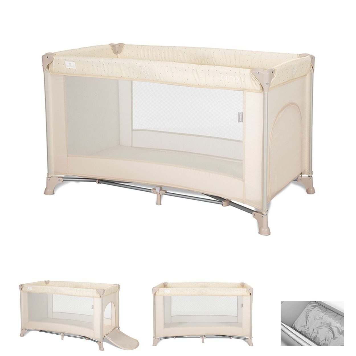 Lorelli Baby-Reisebett Reisebett Torino, Laufstall seitlicher Eingang, Tragetasche, Faltmatratze