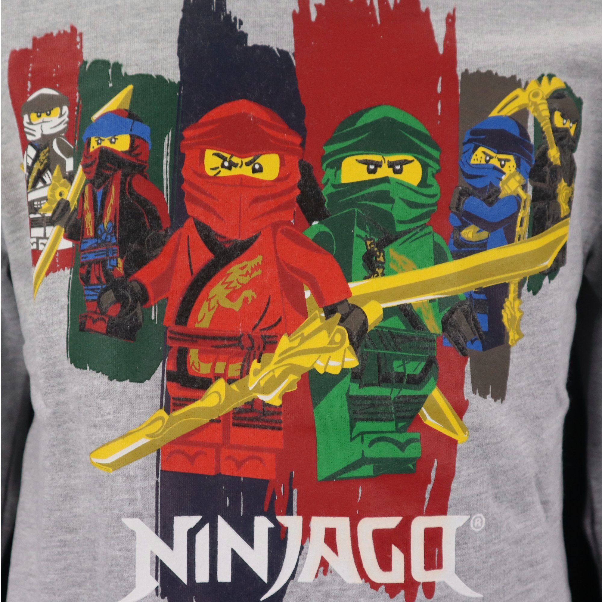 Pullover bis Jungen Kinder Sweater Ninjago Gr. 128, Grau Schwarz LEGO® 98