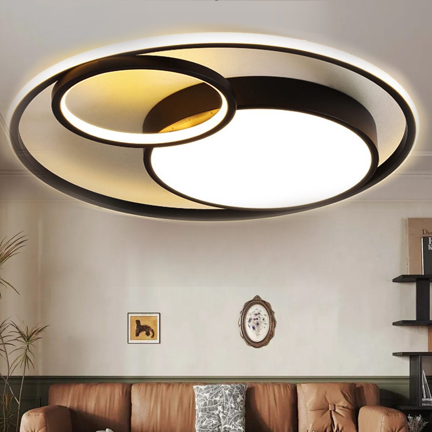 OYLCDI Deckenleuchten LED Deckenlampe Ø40cm,Dimmbar mit Fernbedienung für Wohnzimmer, 48W 3000-6500k, LED fest integriert, Modern Runde Wohnzimmer Schlafzimmer Arbeitszimmer Esszimmer Dekoration Lampen, Wohnzimmer-Leuchte