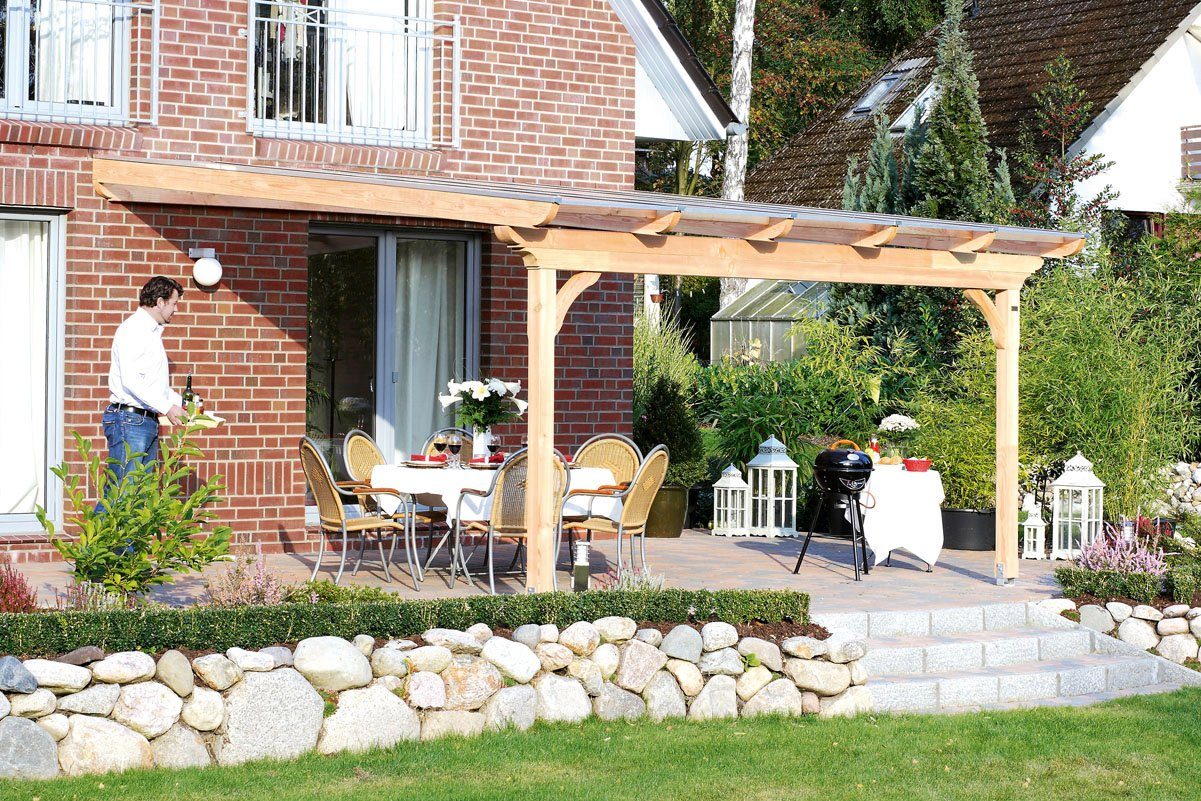Skanholz Terrassendach Ravenna, BxT: 648x250 cm, Bedachung Doppelstegplatten, 648 cm Breite, verschiedene Tiefen