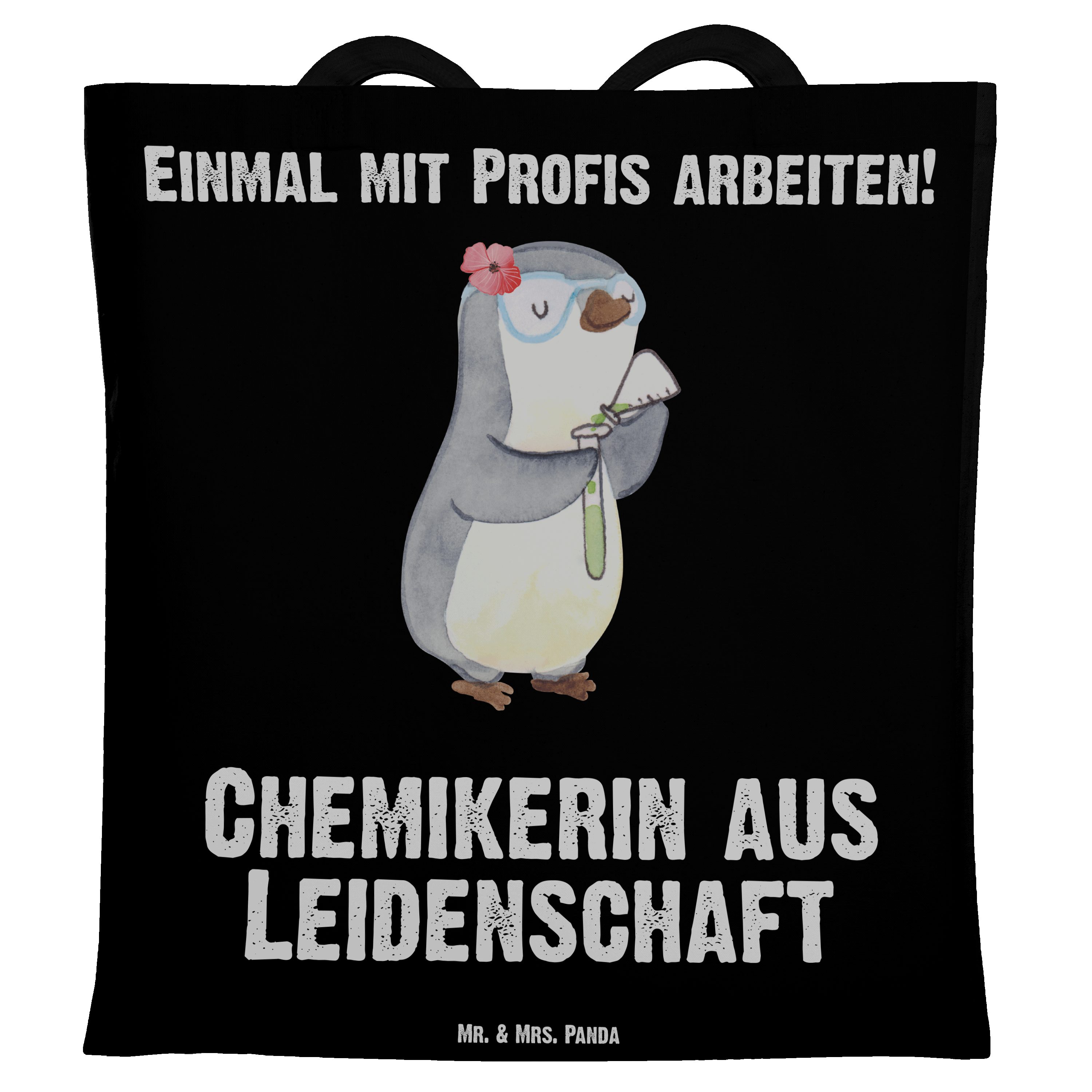 Chemikerin - Mrs. Panda Tragetasche & Sto (1-tlg) Geschenk, aus Schwarz Mr. Leidenschaft - Arbeitskollege,