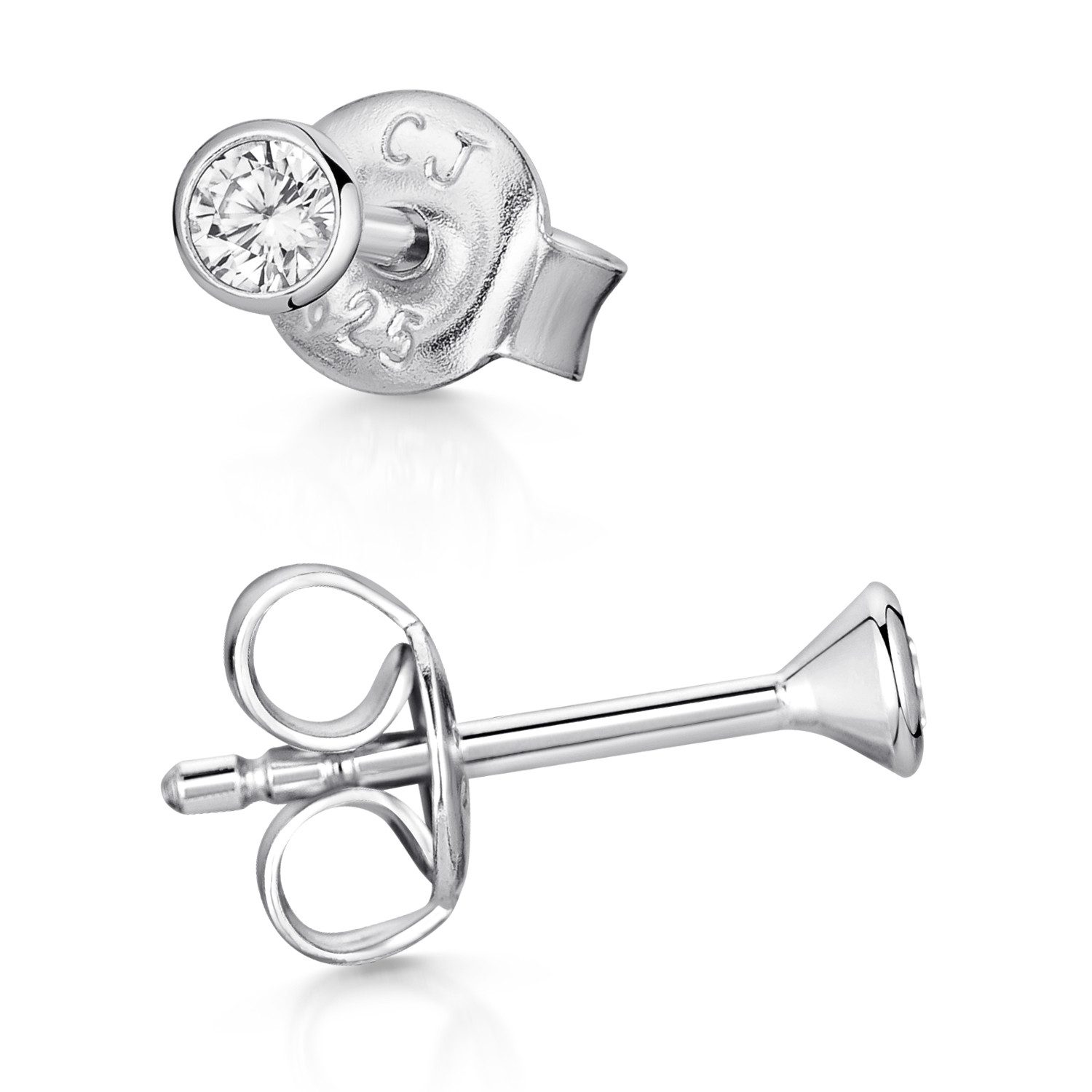 Materia Paar Ohrstecker Damen Silber Zirkonia klein 3-5mm SO-436, 925 Sterling Silber, rhodiniert