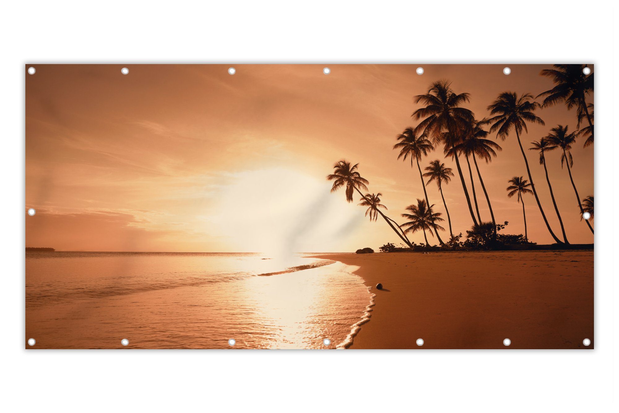 MuchoWow Balkonsichtschutz Sonnenuntergang - Tropisch - Palme - Strand - Meer (1-St) Balkon Sichtschutz 90x200, Windschutz für Zaun PVC, 200x90 cm