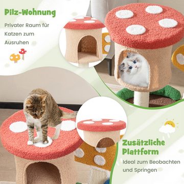 COSTWAY Kratzbaum, 4 in 1, mit Katzenhöhle & Federball & Kratzbrett