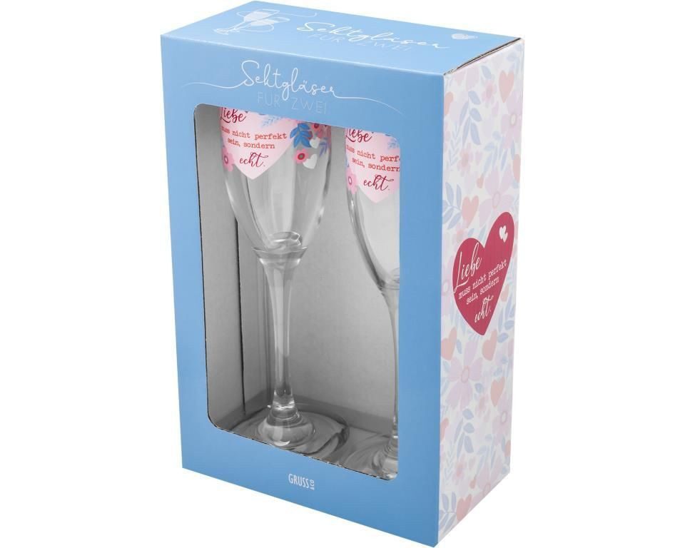 Glas Sektglas Set Motiv "ECHT"
