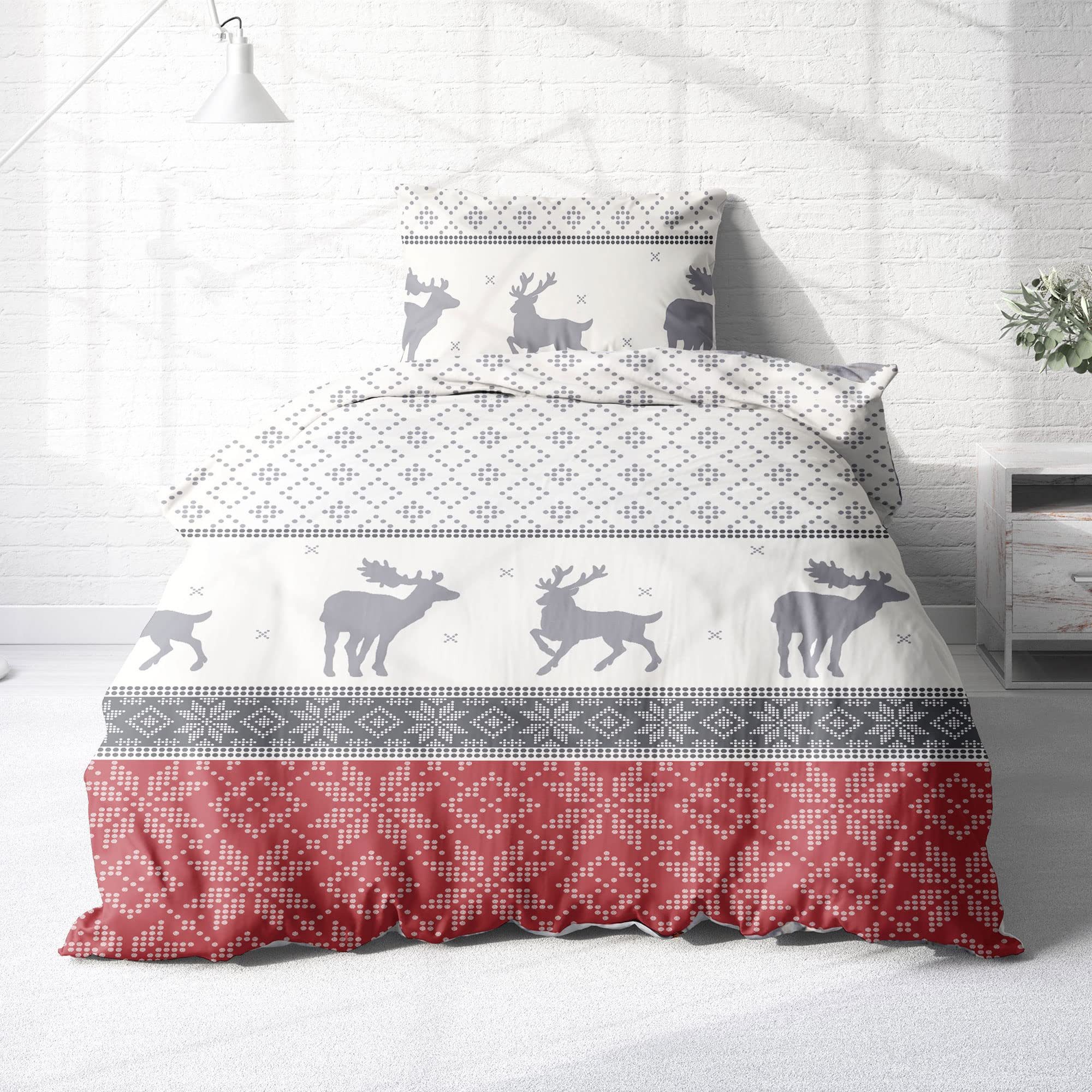 Träumschön Bettwäsche Biber 135x200 Winter, Rentier Weihnachts-Bettwäsche b günstig online kaufen