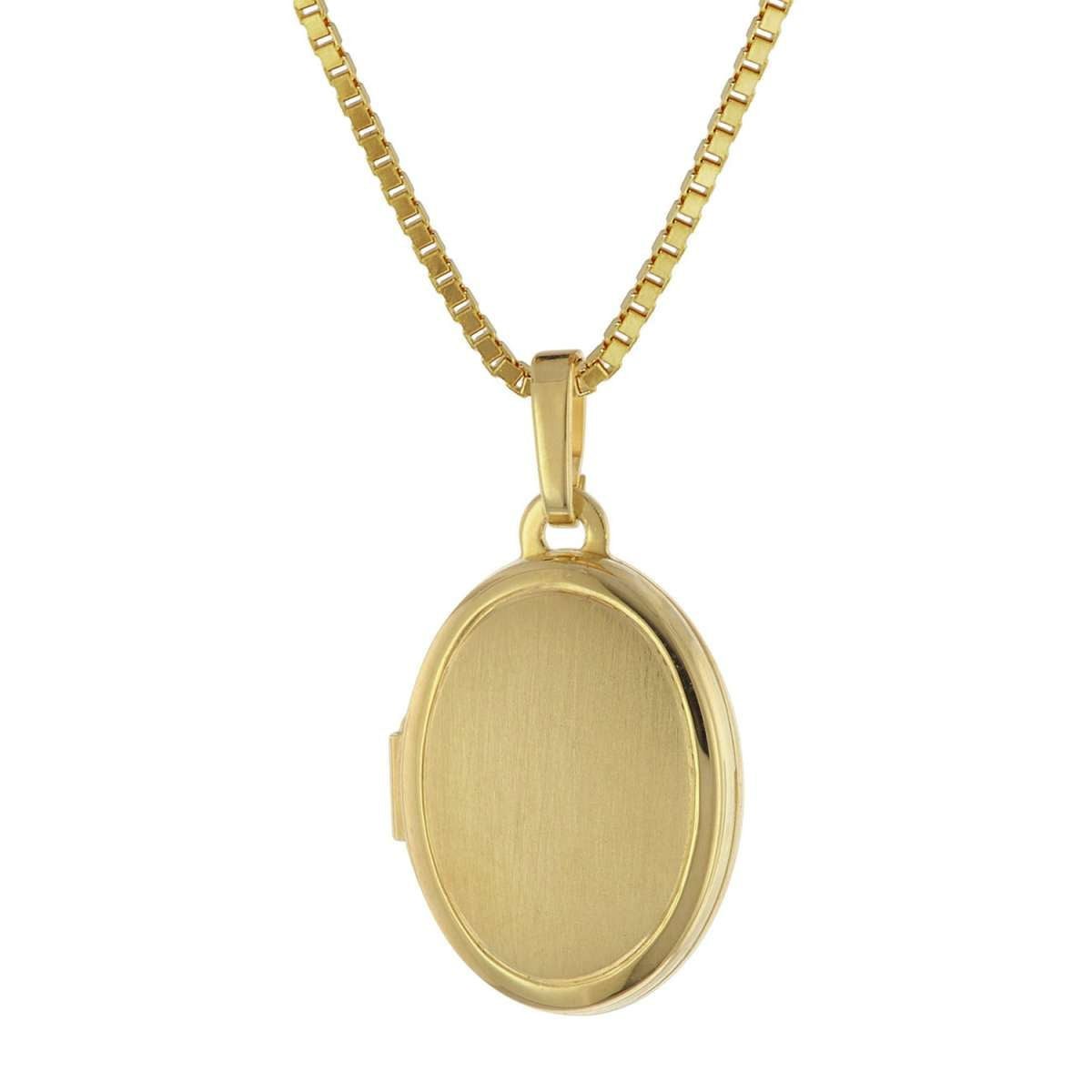 trendor Kette mit Anhänger 75973, Medaillon 333 Gelbgold mit Vergoldeter Silberkette