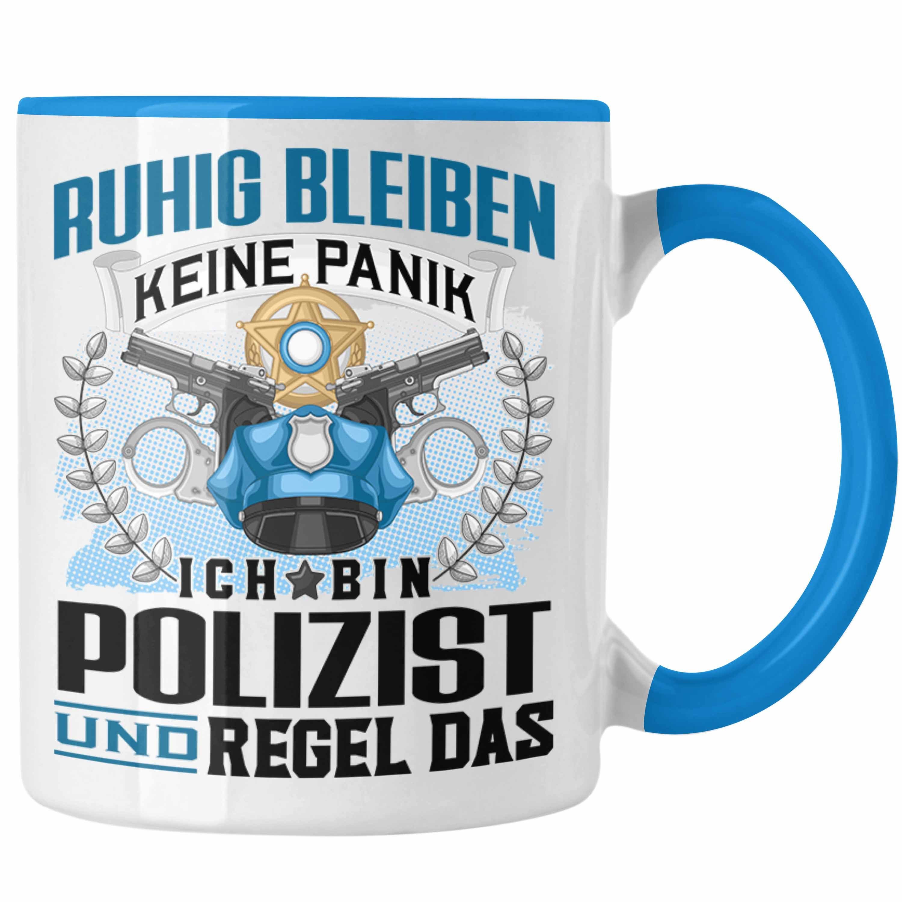 Trendation Tasse Trendation - Polizist Tasse Geschenk Lustiger Spruch für Männer Ruhig Blau