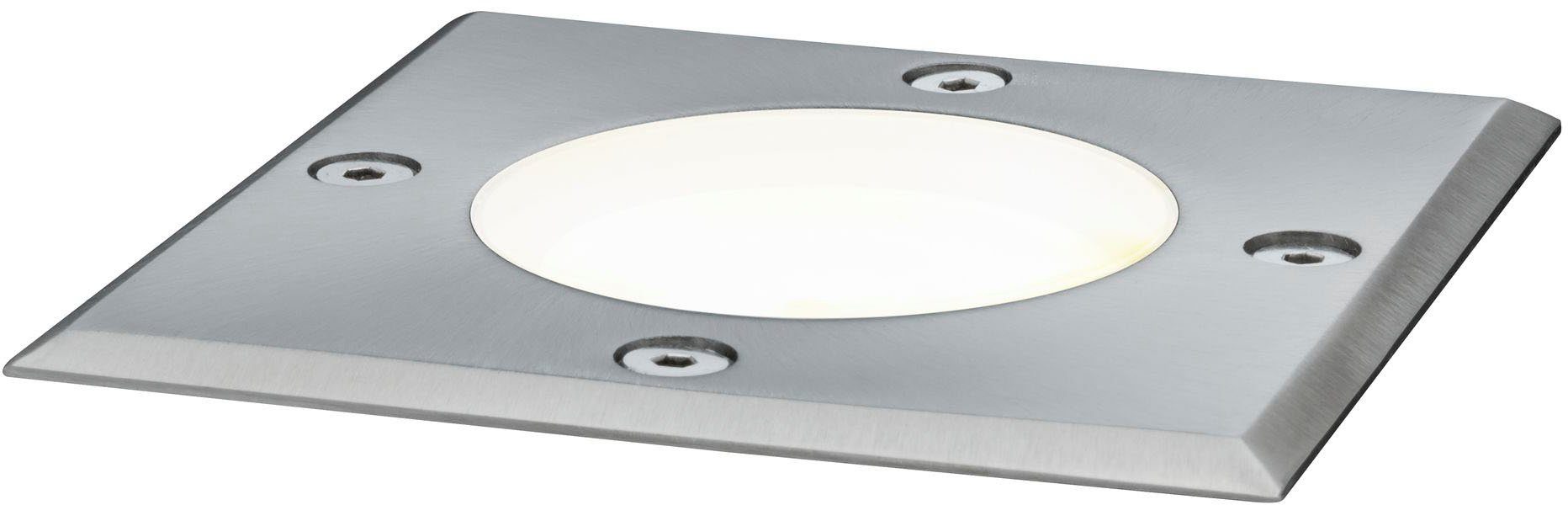 Paulmann LED Einbauleuchte Outdoor 230V Boden IP67 eckig GU10 3,5W 108x108mm Edelstahl/Metall, LED fest integriert, Warmweiß, GU10, IP67