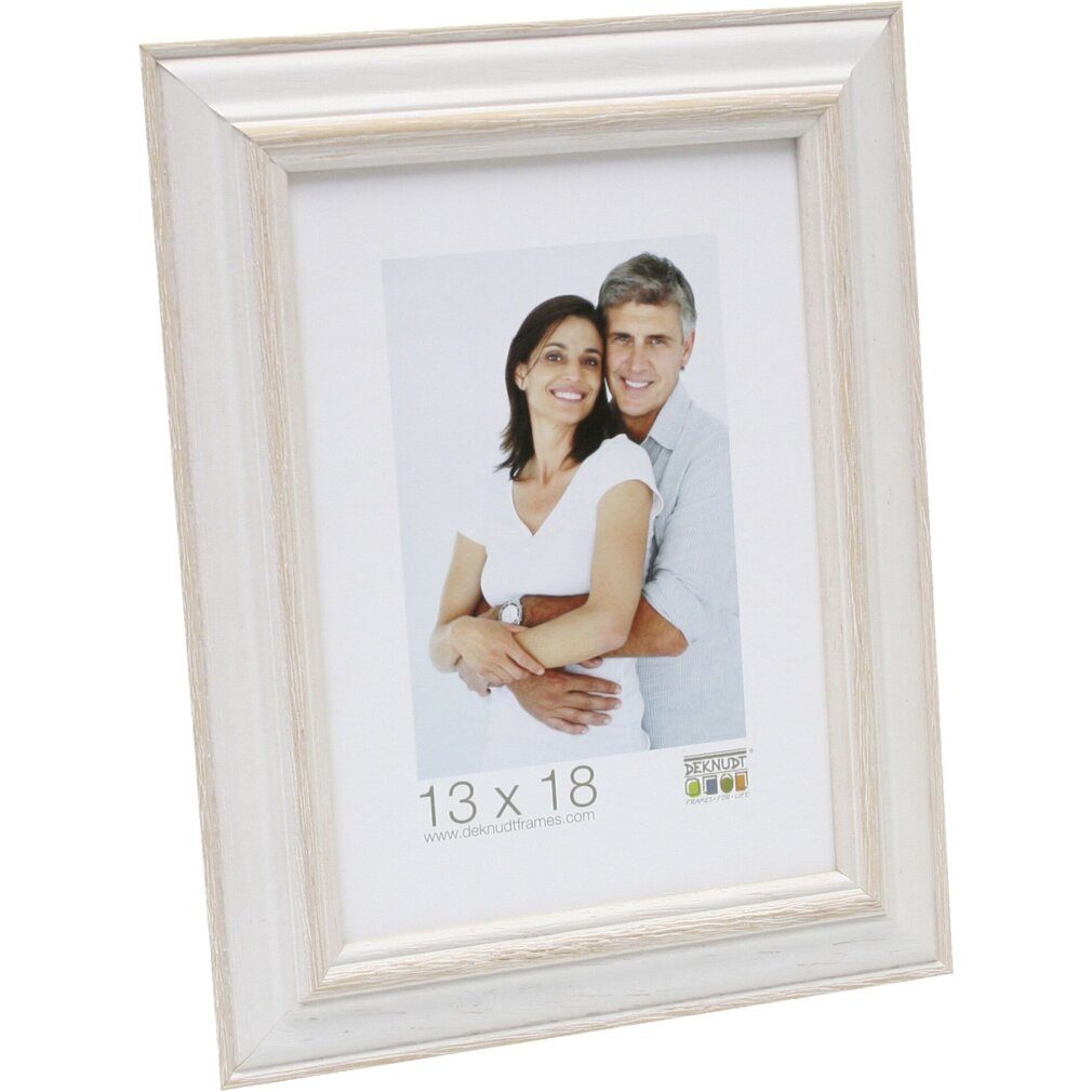 Deknudt Rahmen S221H1 13x18 Holz weiß mit beige
