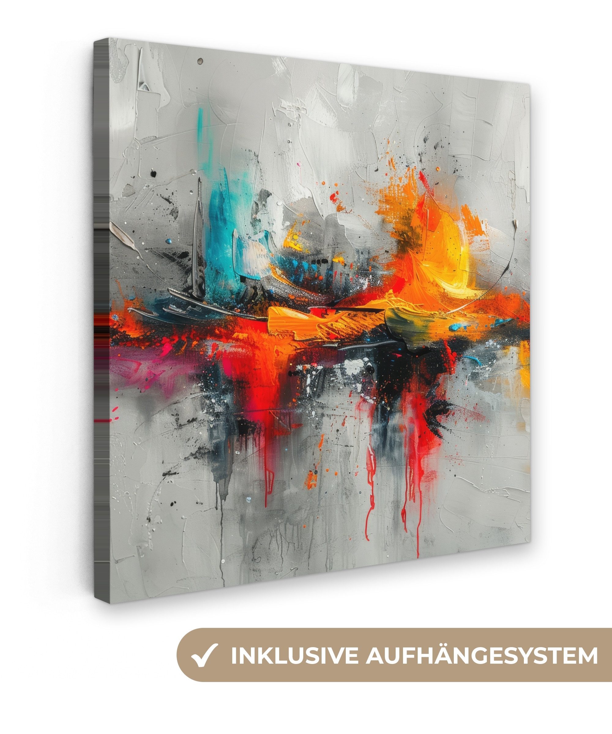 OneMillionCanvasses® Leinwandbild Modern - Orange - Grau - Kunst, Fotodruck günstig online kaufen