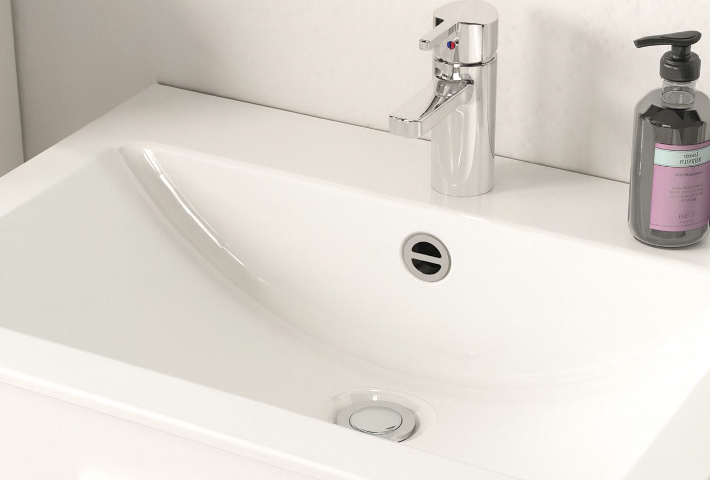 Inn.Furn Badmöbel-Set Cover, (Badezimmer in Weiß Hochglanz, Breite 60 cm), inklusive Keramik Waschbecken