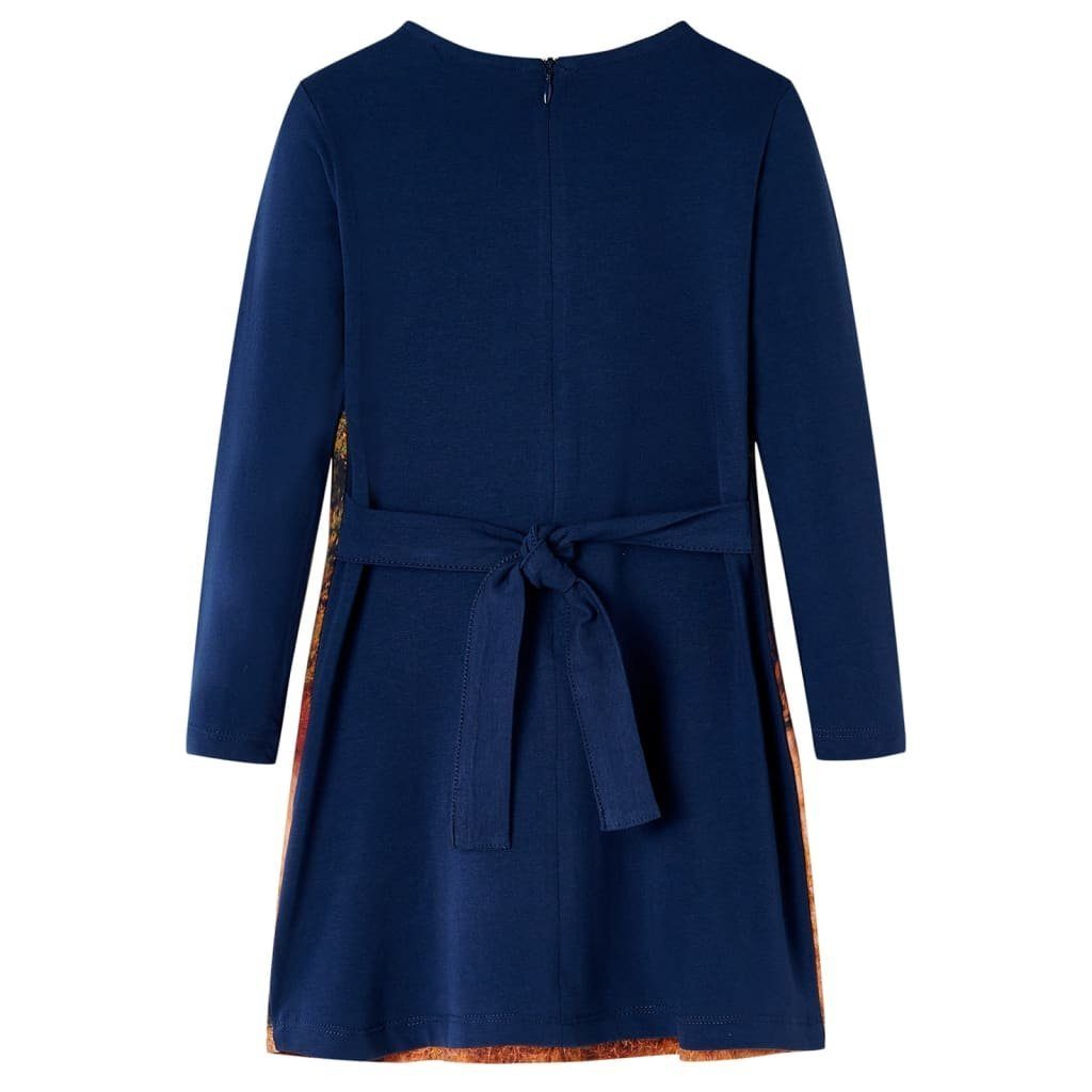 Langen A-Linien-Kleid mit vidaXL Pferde-Aufdruck Kinderkleid Marineblau Ärmeln 128