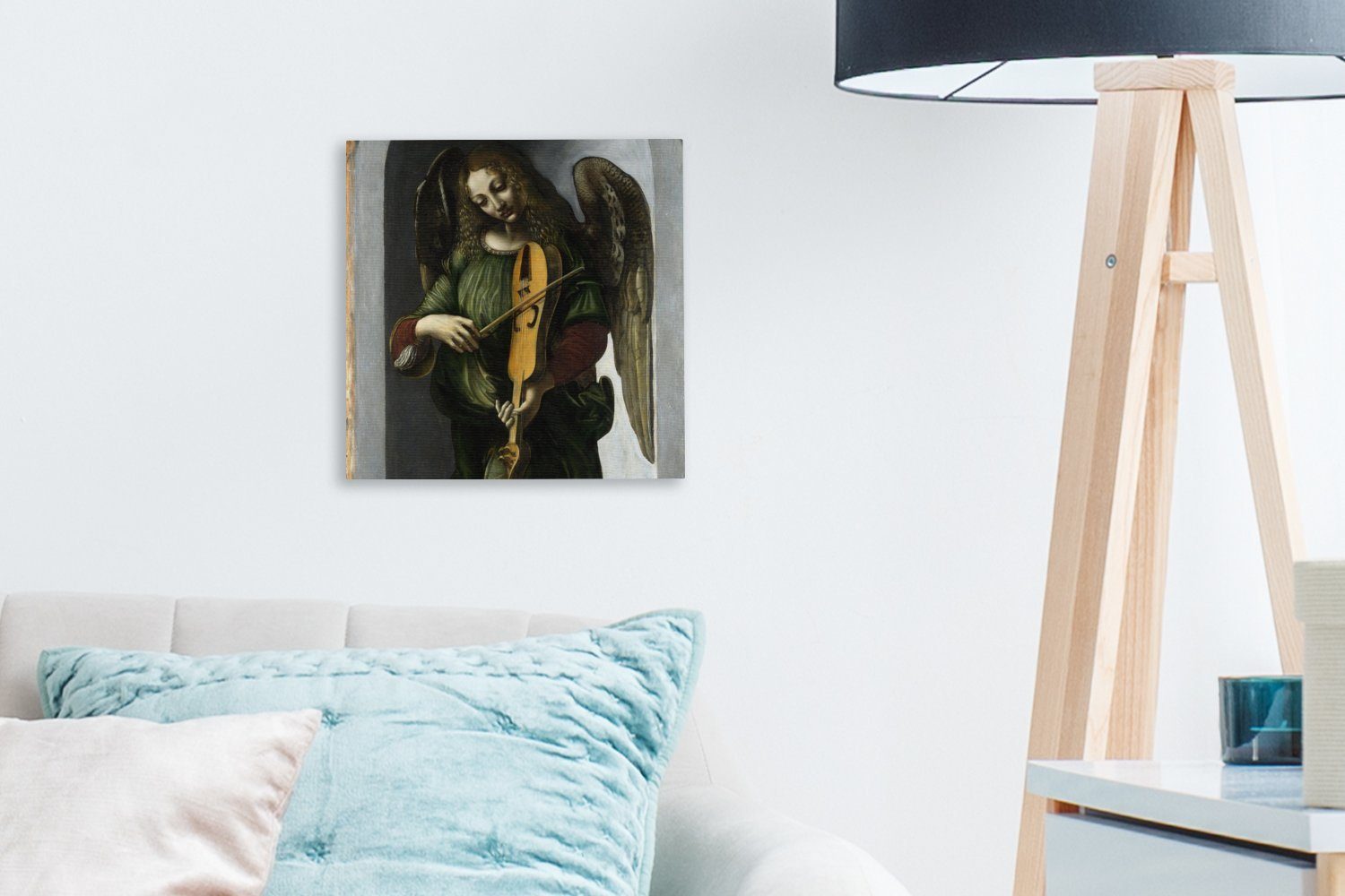 Vinci, einer St), da Engel - Schlafzimmer Wohnzimmer (1 Grün Leinwandbild für mit Ein Fahne Leinwand bunt Bilder in OneMillionCanvasses® Leonardo