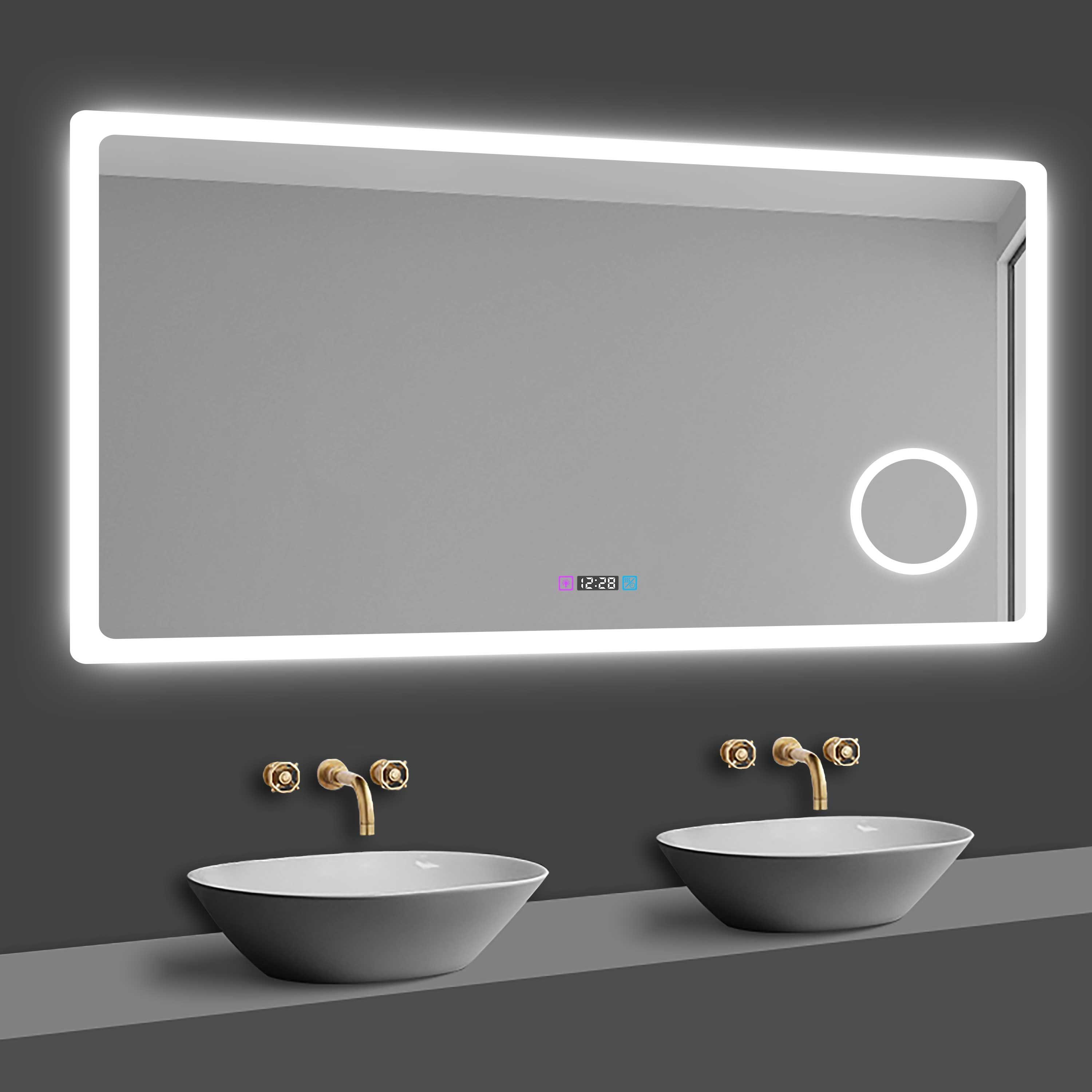 duschspa Badspiegel 80-160cm 3 Lichtfarbe, Uhr, günstig online kaufen