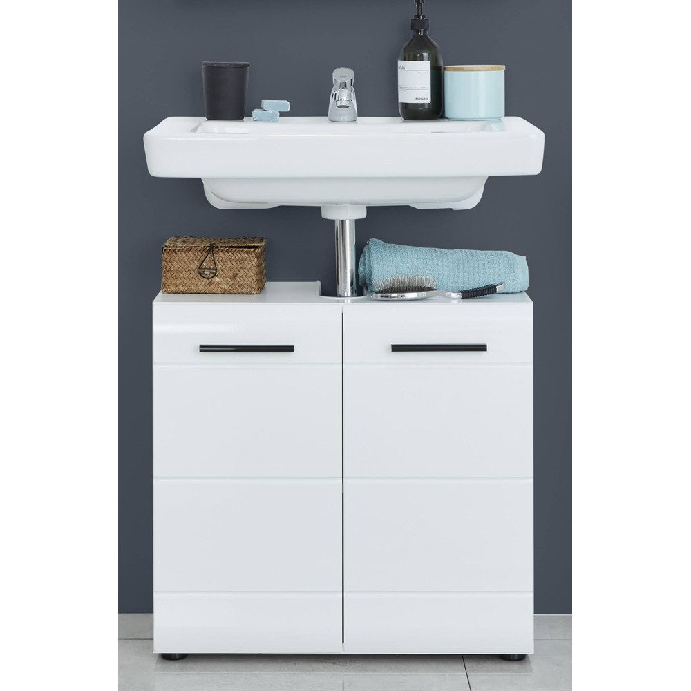 Lomadox Waschbeckenschrank LISBOA-19 in Weiß Hochglanz, B/H/T: ca. 60/56/31 günstig online kaufen