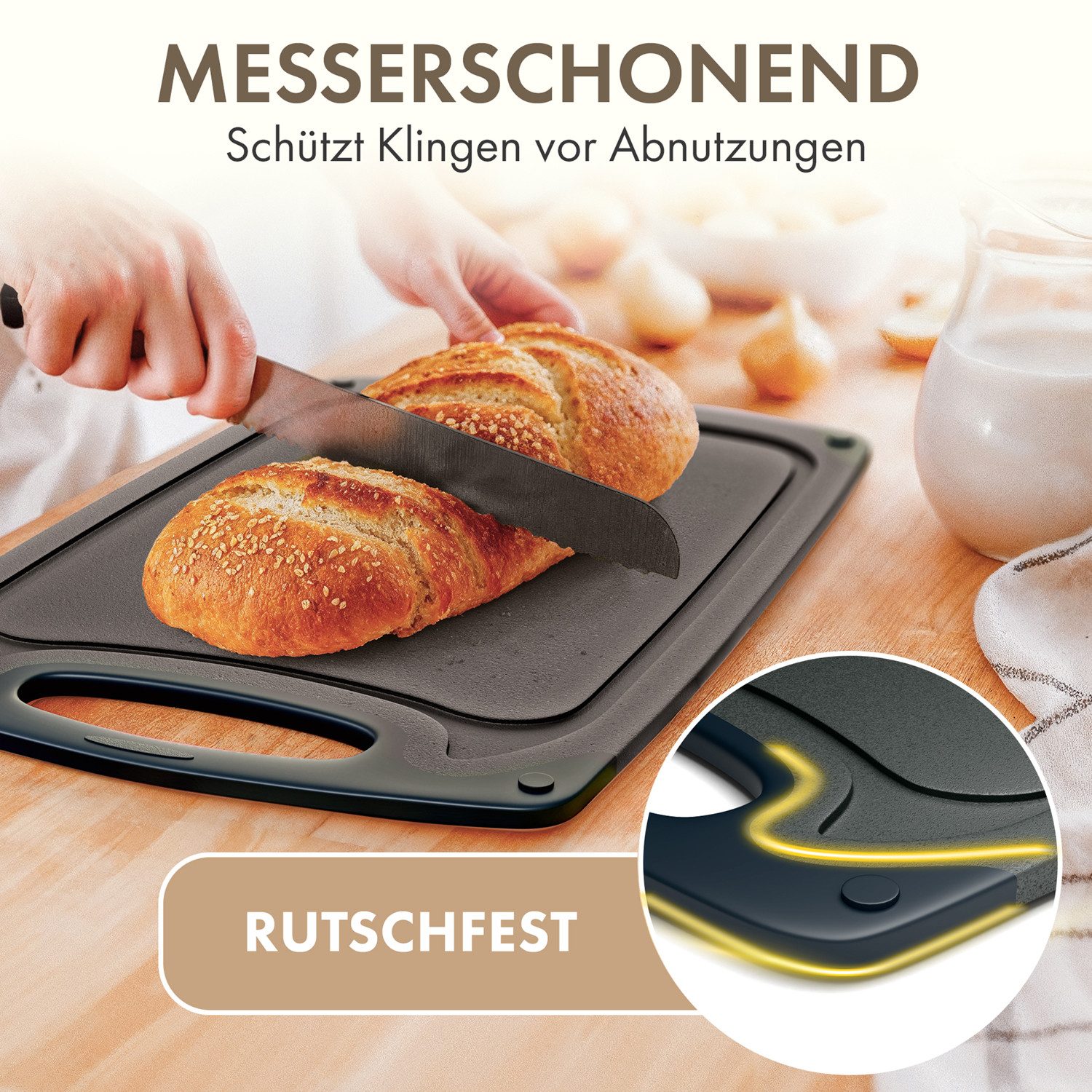 Blumtal Schneidebrett Frühstücksbrettchen Kunststoff, 2er-/3er-Set, verschiedene Größen, (3-St), Brettchen spülmaschinenfest Kunststoff BPA-frei
