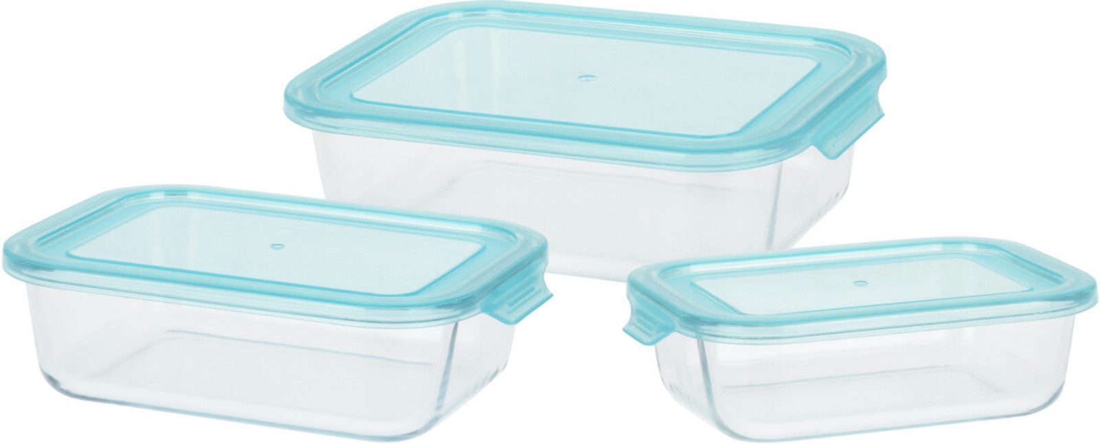 Koopman Frischhaltedose Frischhaltedosen Vorratsdosen Glasbehälter 3 Tlg. Set, Glas, (Set, 3-tlg., Packung), 6 Teile, Vorratsbehälter, 3 Größen, mit Deckel, Hitzebeständig