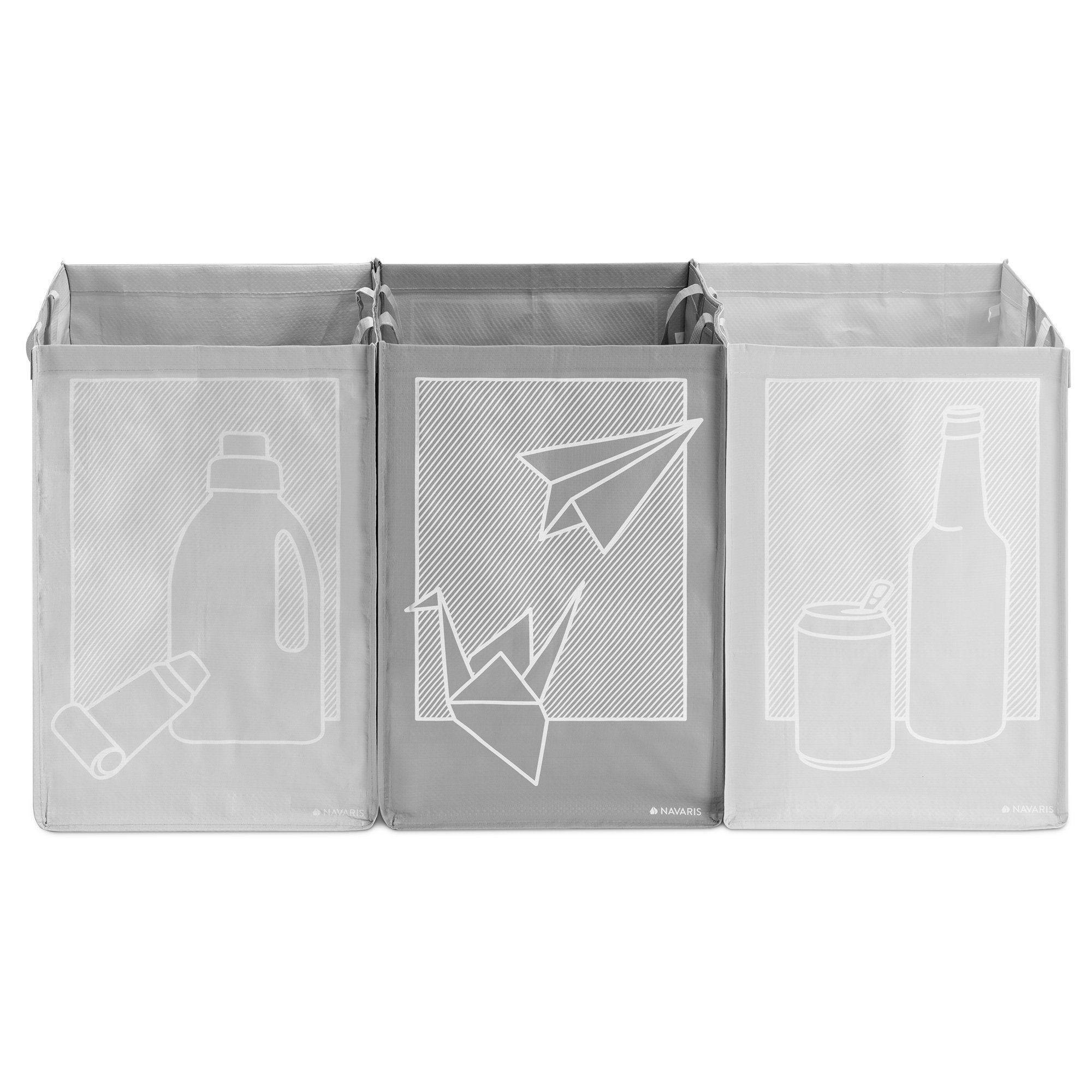 Taschen Plastik Navaris und - Glas, 3er Set Müllsortierer Papier Recycling für Mülltrennsystem