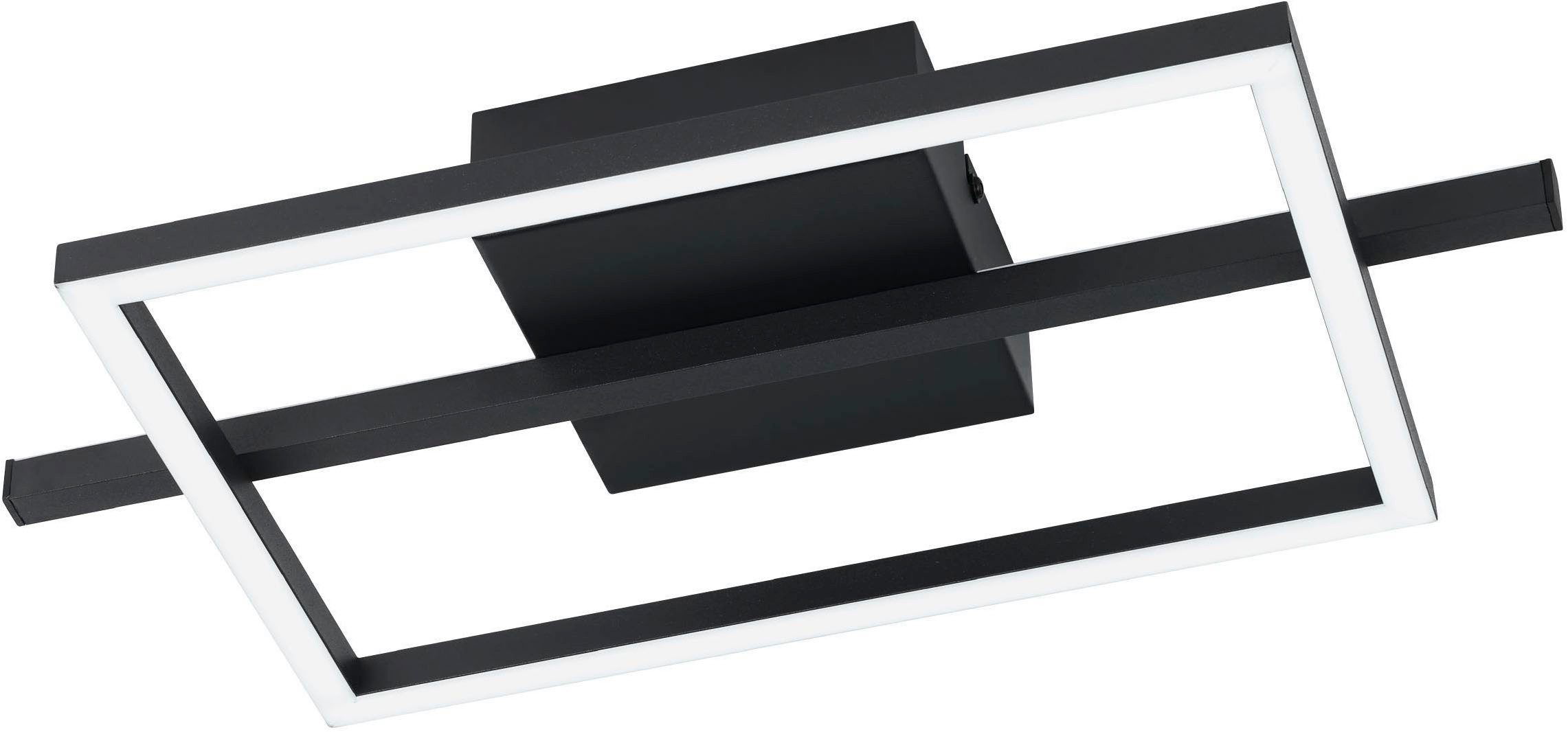 EGLO Deckenleuchte Amandolo Deckenlampe RGB Backlight Fernbedienung inkl. geometrisch, CCT - über Fernbedienung, Dimmfunktion, Farbsteuerung, Farbwechsel, RGB, dimmbar über Fernbedienung, mehrere Helligkeitsstufen, LED fest integriert, Kaltweiß, RGB, Wand-/Deckenleuchte - L40 x B20 x H6,5 cm - schwarz - 17W inkl.