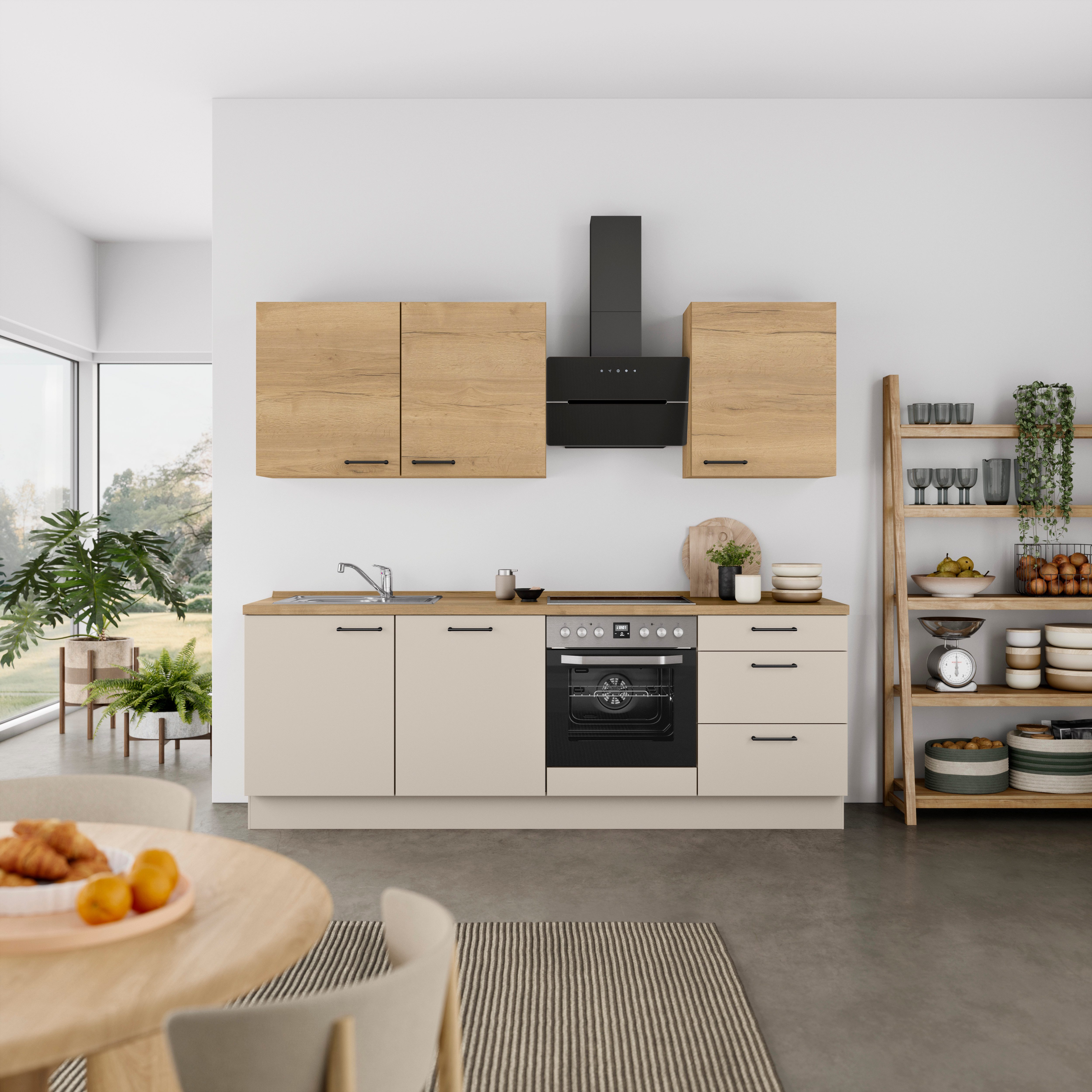 nobilia® Küchenzeile "MIAMI", NEU: individuell anpassbar mit gratis Profi-Beratung, vormontiert, Breite 240 cm, Ausrichtung wählbar, wahlw. mit E-Geräten
