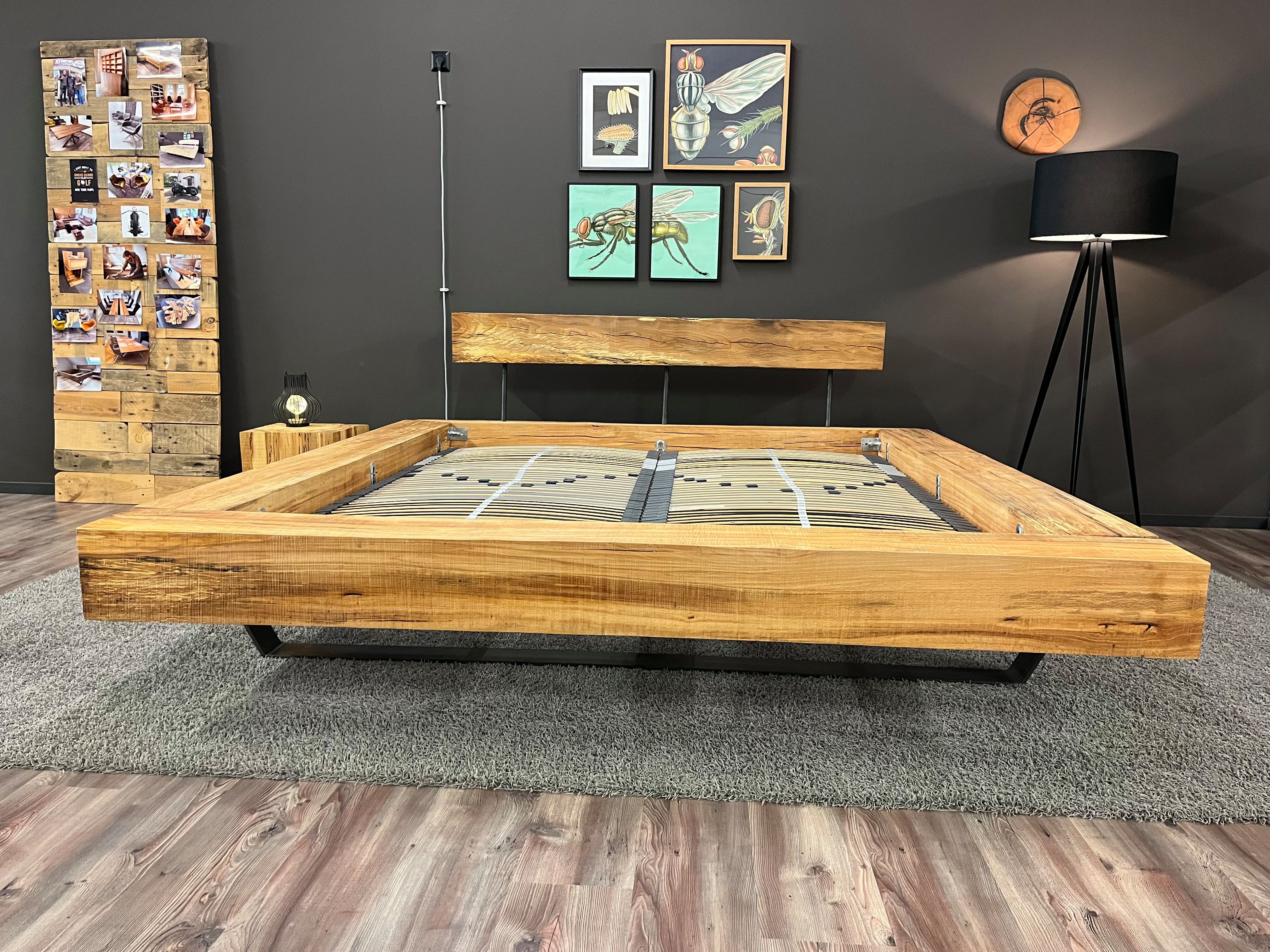 Möbel Specht Massivholzbett Halvar Steel Kernbuche (Balkenbett, Kernbuche s günstig online kaufen