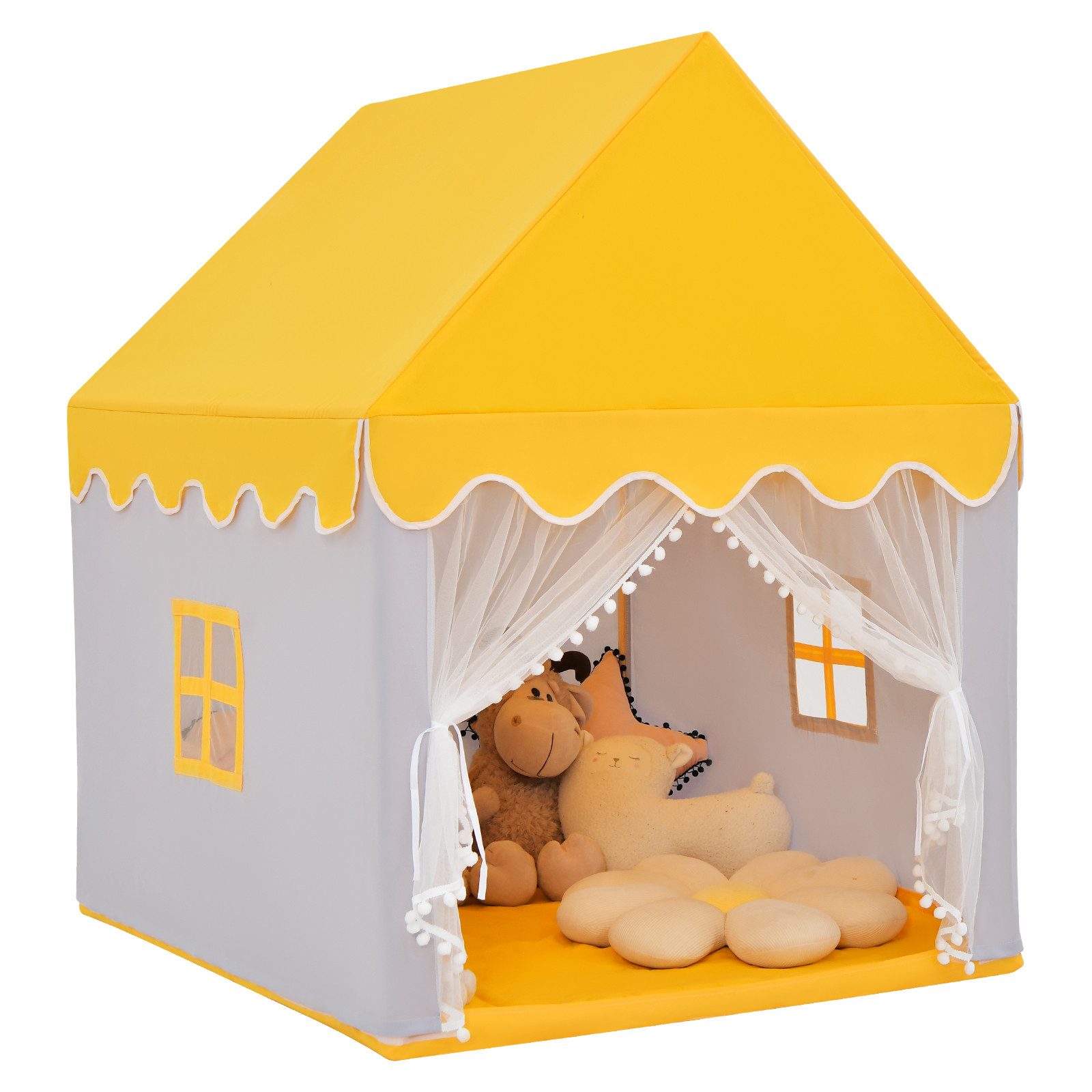 COSTWAY Spielzelt Kinder, mit Baumwolldecke, Fenster 120x105x140cm günstig online kaufen
