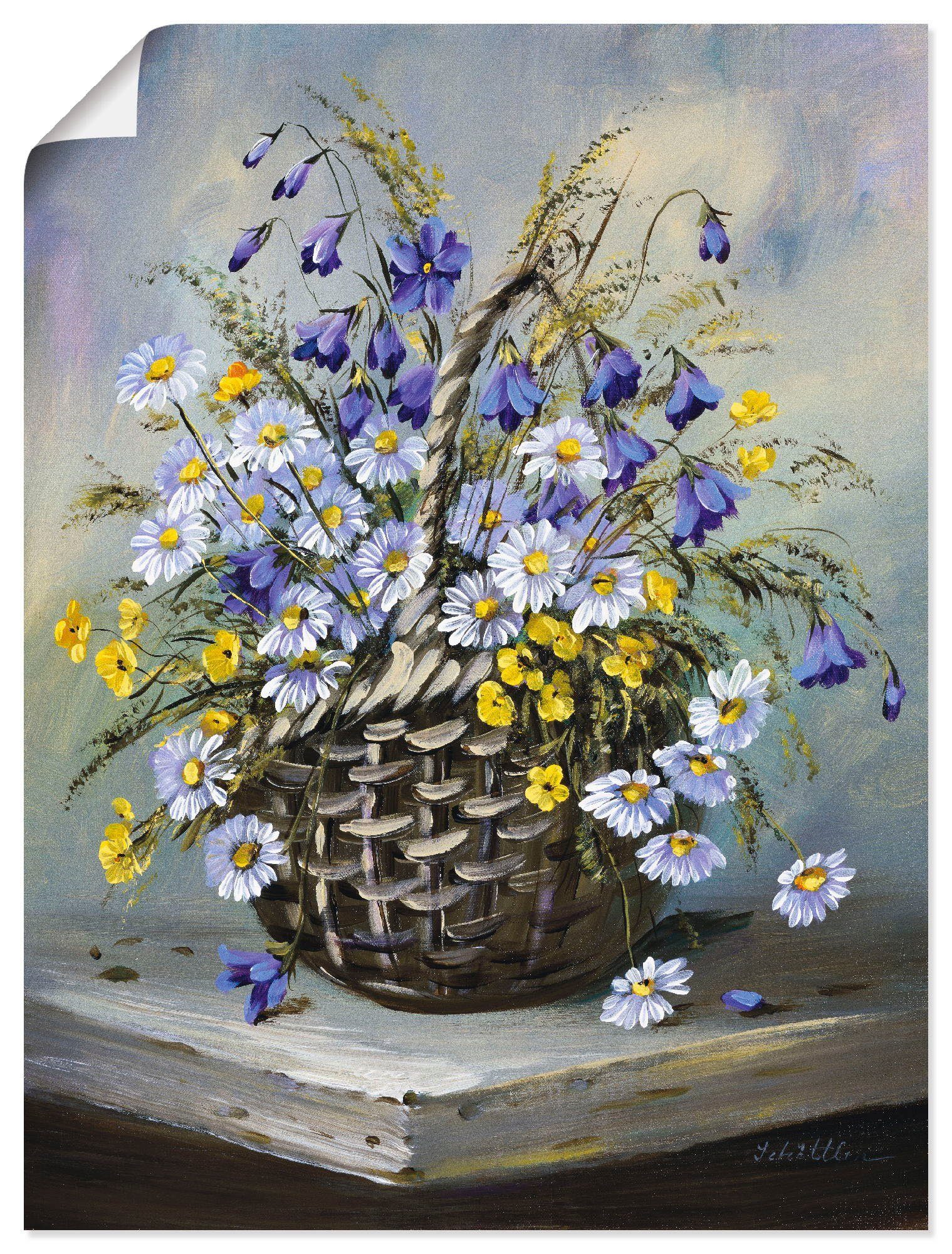Artland Wandbild Bunter Korb, Blumen (1 St), als Leinwandbild, Wandaufkleber oder Poster in versch. Größen
