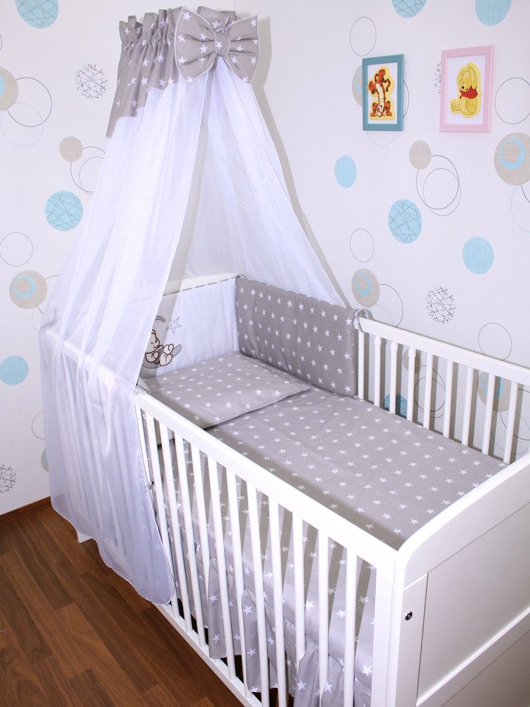 Babybettwäsche Baby Bettset -5-6 teiliges Set mit Chiffon Himmel Nestchen