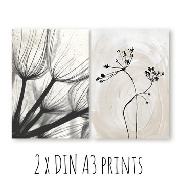 homestyle-accessoires Poster Bilde Set LOVE DANDELION PUSTEBLUMEN LEAVES DIN A3/A4/A5, (10 St), Ohne Bilderrahmen