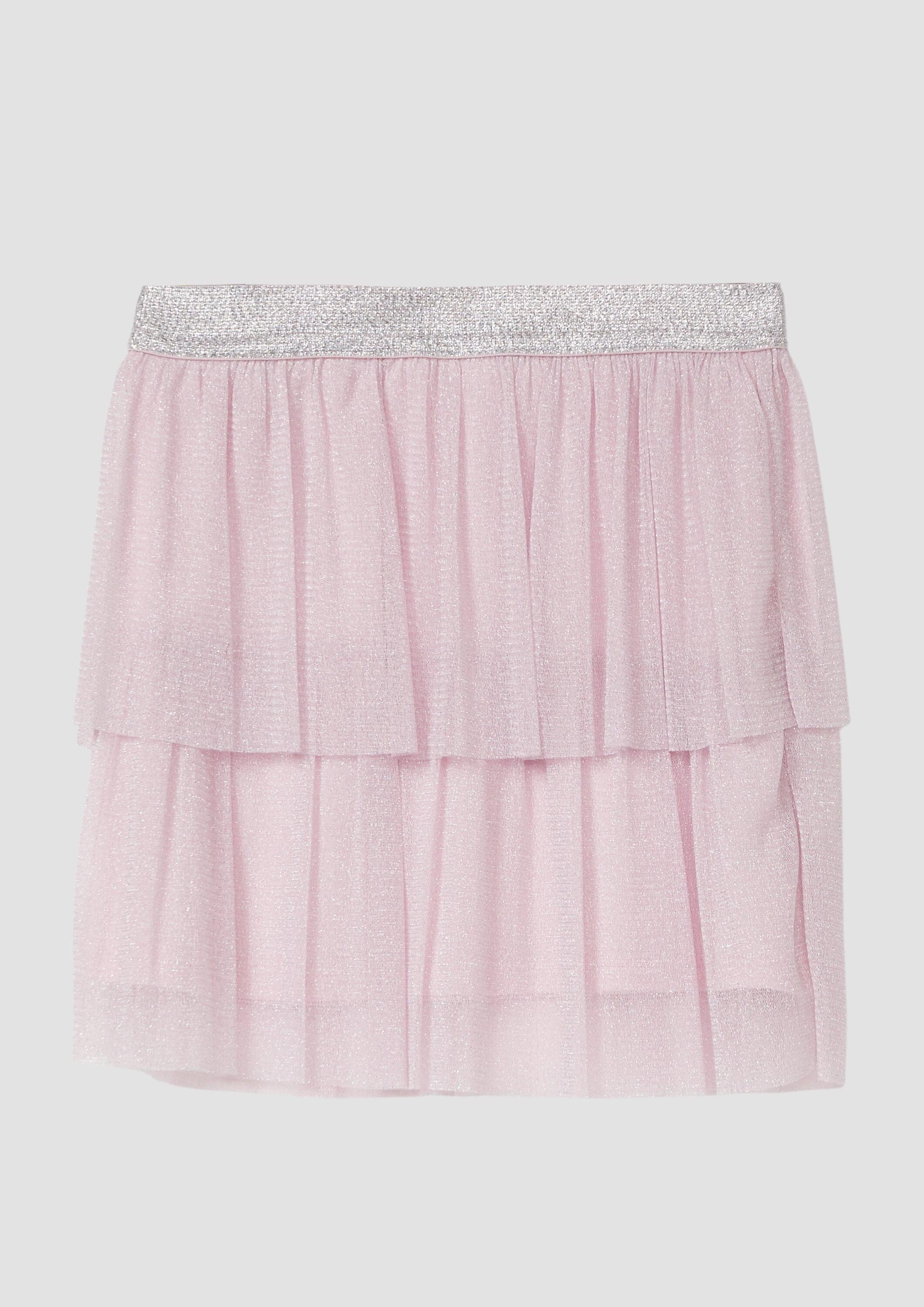 s.Oliver Minirock Rock Kurzer Mesh-Rock mit Raffung und Glitzer