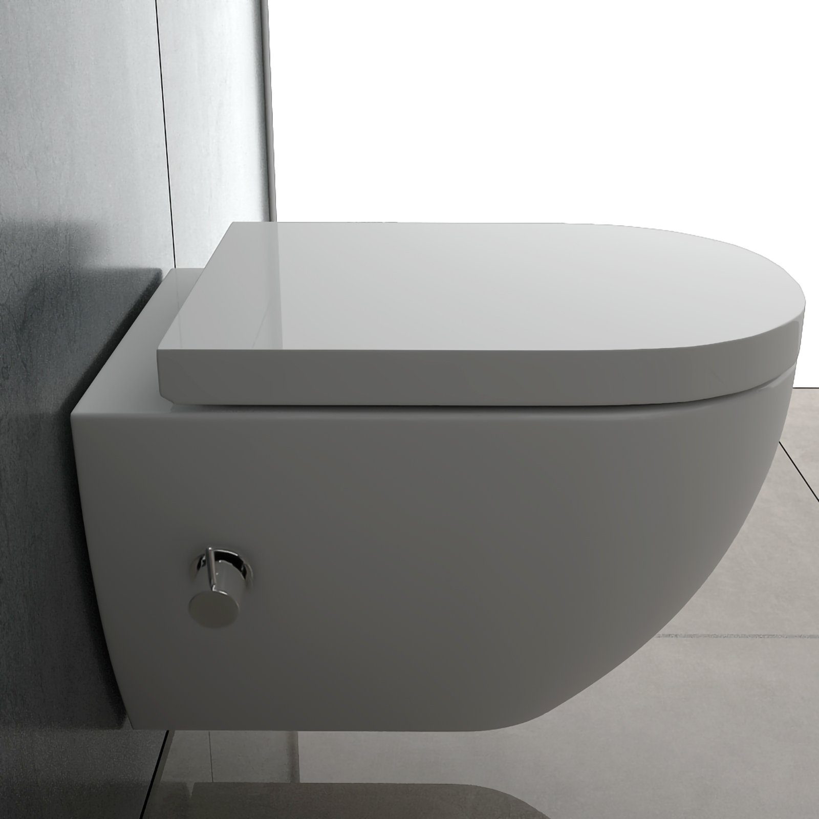 Alpenberger Dusch-WC Hänge WC mit Bidet Funktion, Tiefspül WC Spülrandlos mit WC Sitz, Wand WC, Klo mit Nano Beschichtung, Taharet WC mit Armatur, Wand WC Spülrandlos