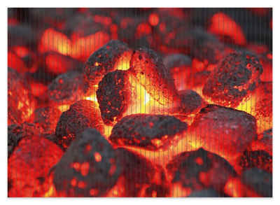 Schaum-Badematte »Glühende Kohlen im Kamin« Wallario, Höhe 5 mm, rutschhemmend, geeignet für Fußbodenheizungen