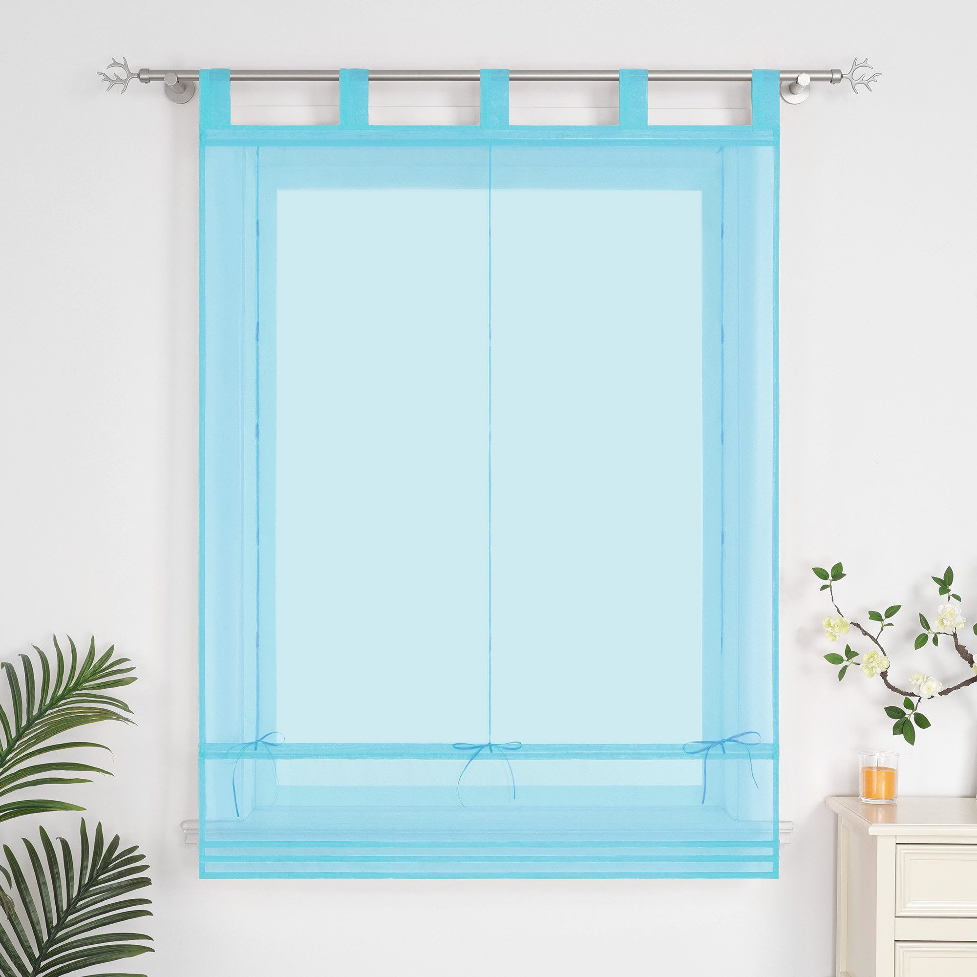Delien Raffrollo Sophia, mit Schlaufen, Voile Uni Wohnzimmer Gardine