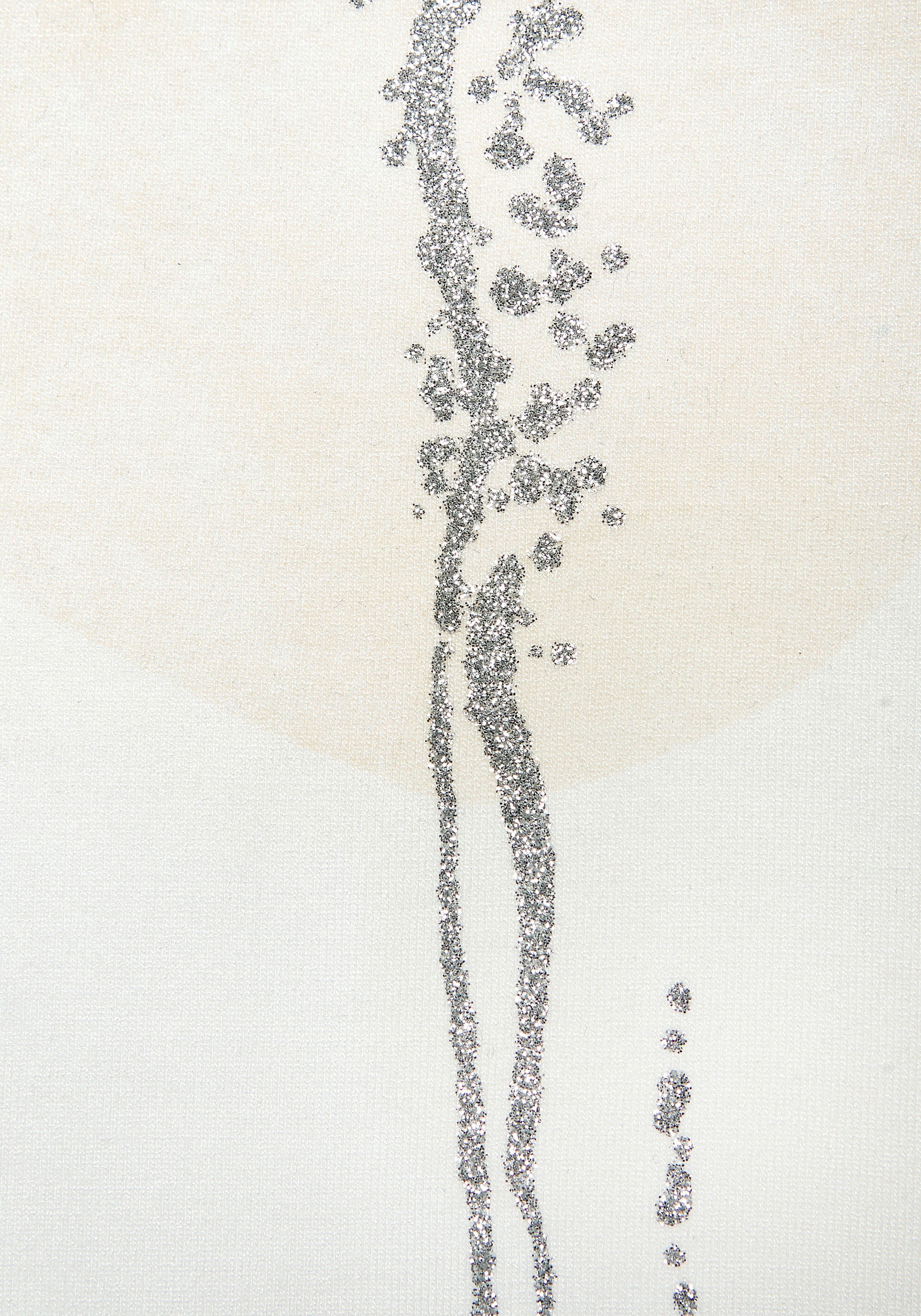 LASCANA Rundhalsshirt mit schimmerndem Folienprint aus sommerlicher French Terry-Qualität aus Viskose