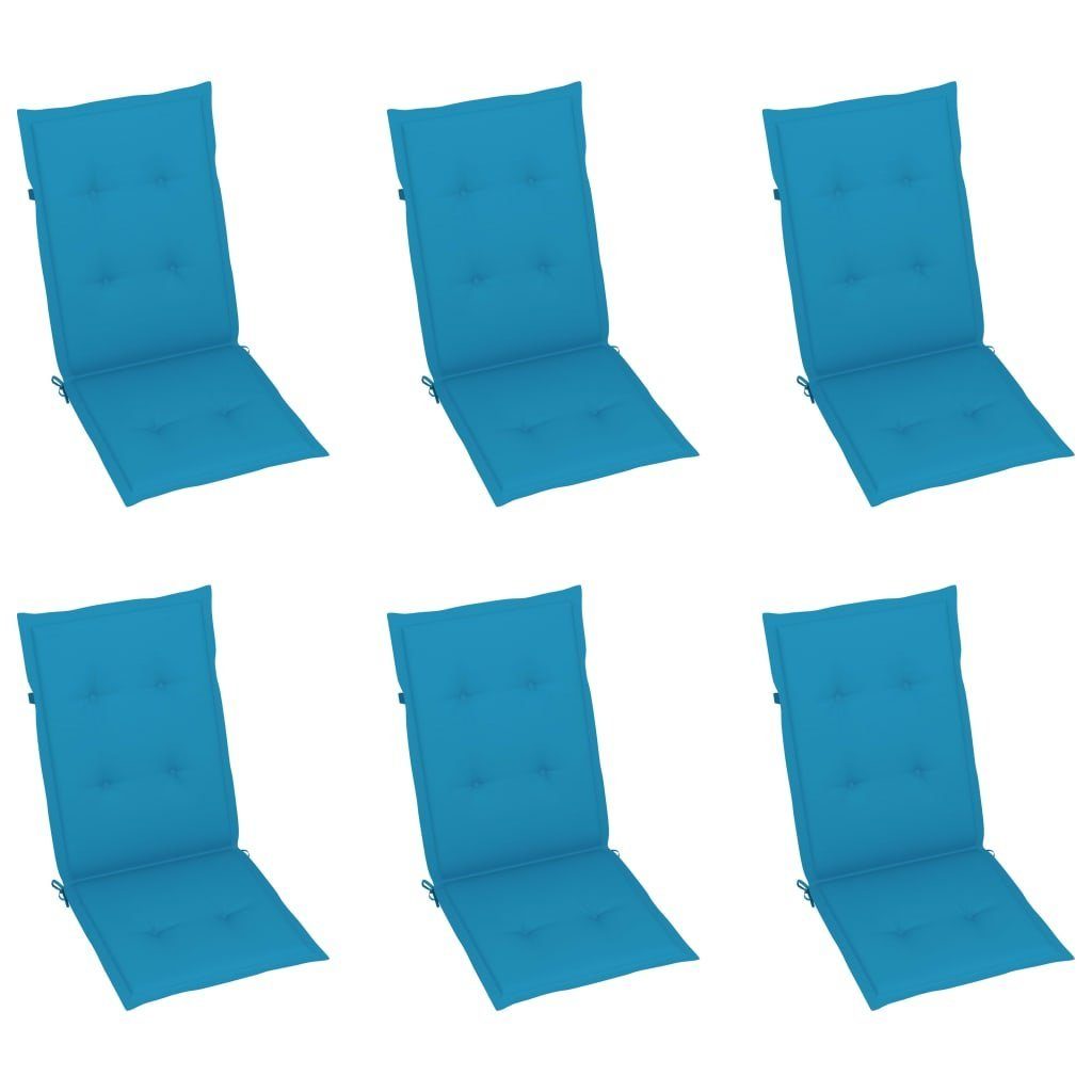 Blauen furnicato Stk. Massivholz Gartenstuhl 6 Kissen mit Teak Gartenstühle